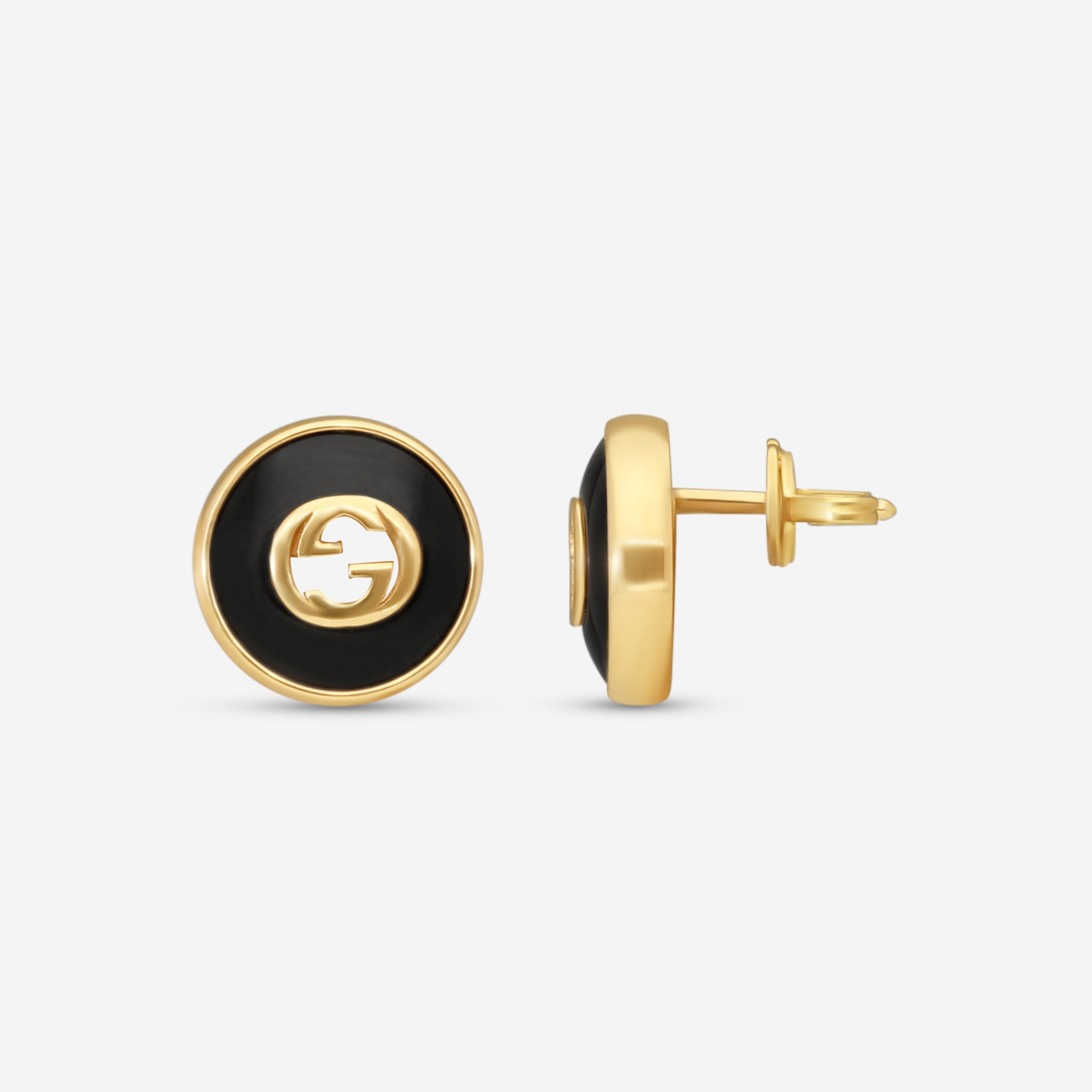 Gucci 18K Yellow Gold Onyx Stud Earrings YBD78655400100U — view 3