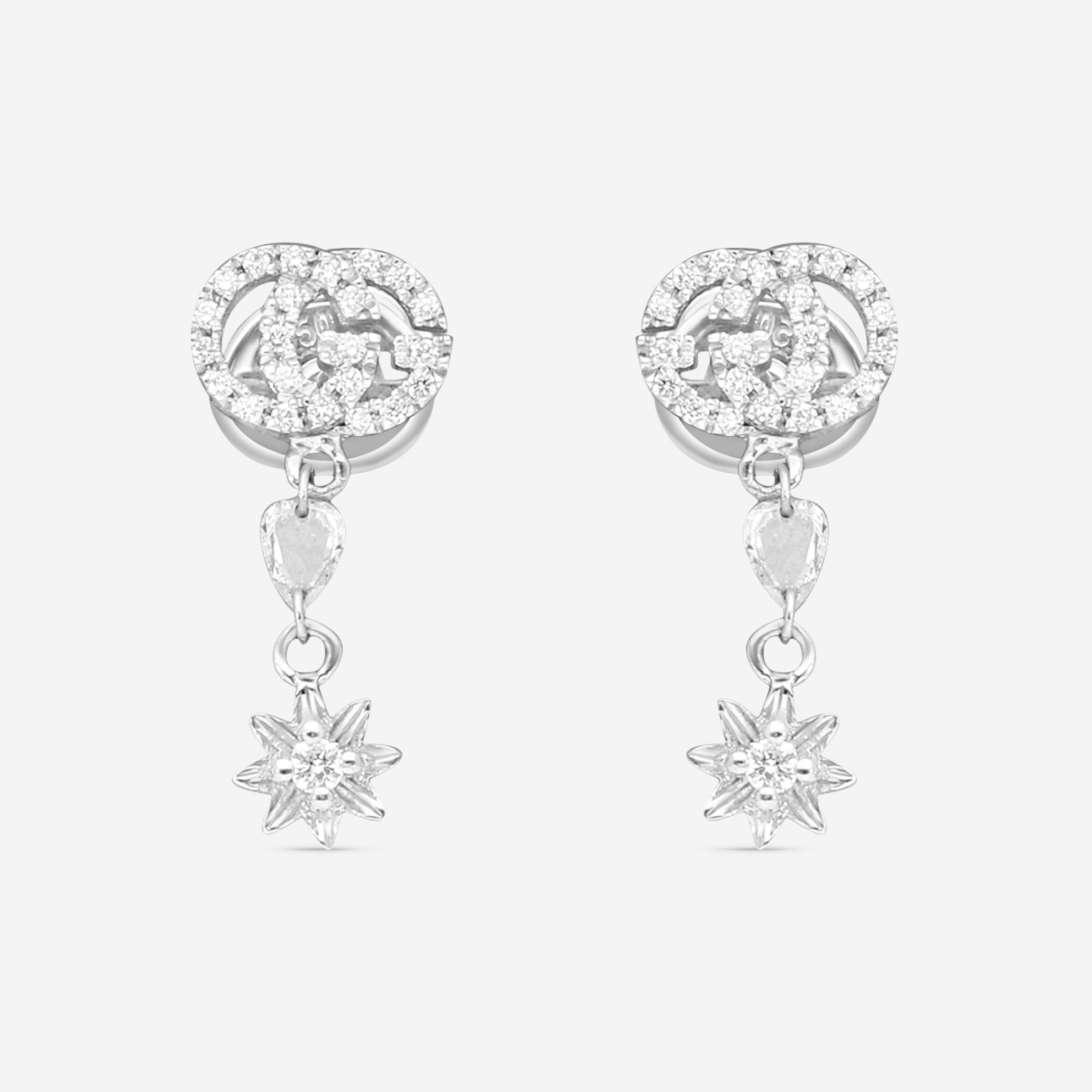 Gucci Flora 18K White Gold Diamond Drop Earrings YBD58183000100U