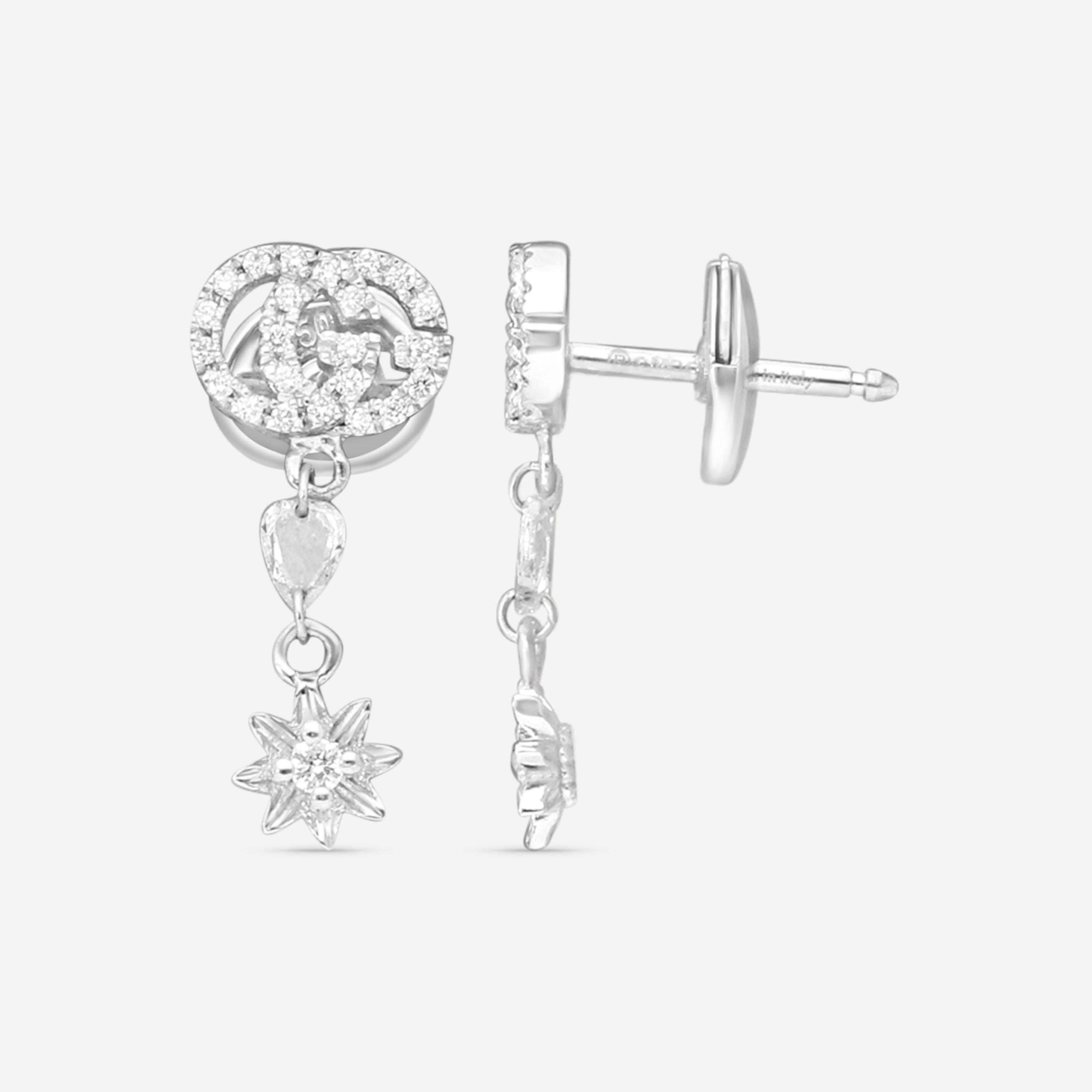 Gucci Flora 18K White Gold Diamond Drop Earrings YBD58183000100U — view 3