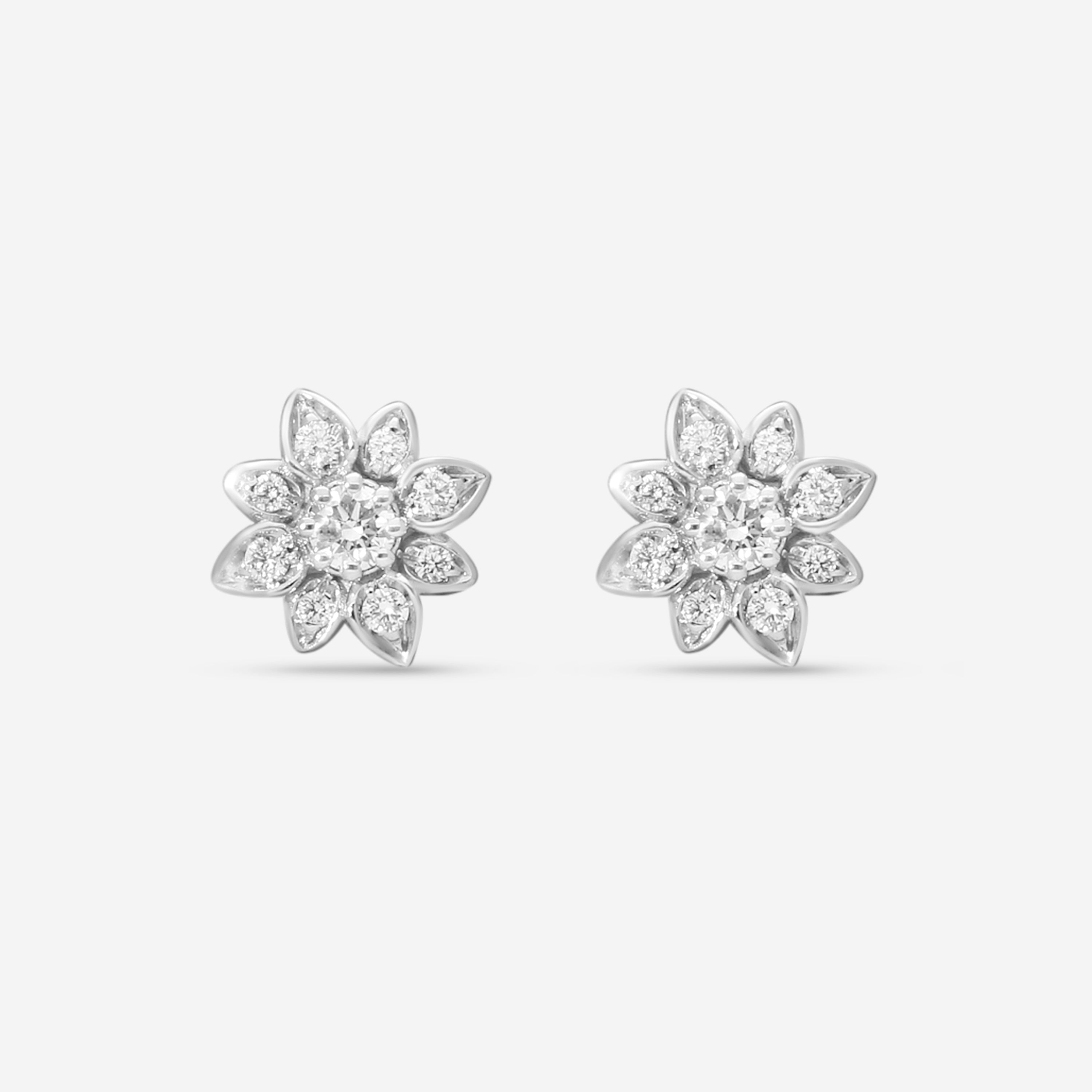 Gucci Flora 18K White Gold Diamond Stud Earrings YBD79619600100U