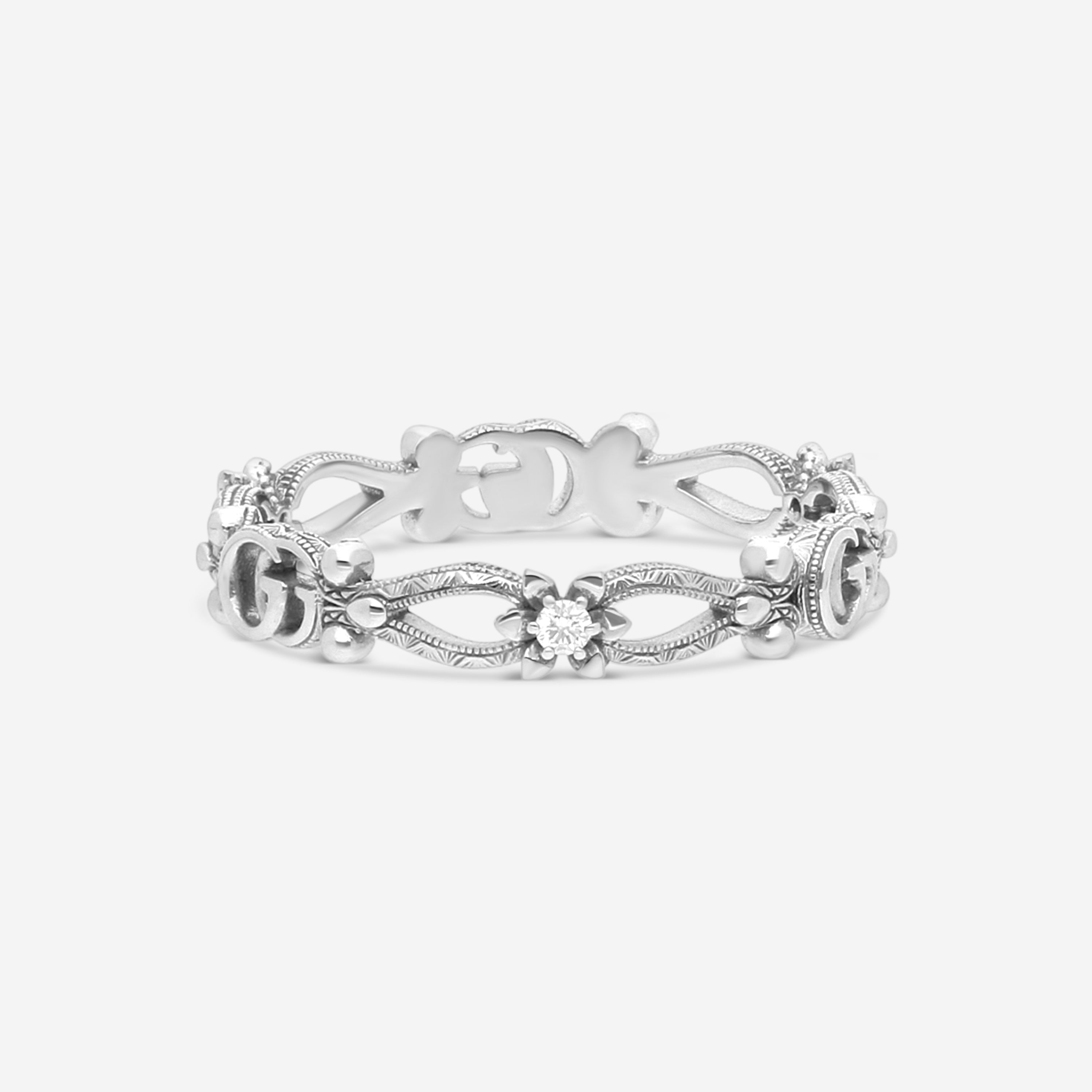 Gucci Flora 18K White Gold Diamond Band Ring Sz. 9.75 YBC629827002020