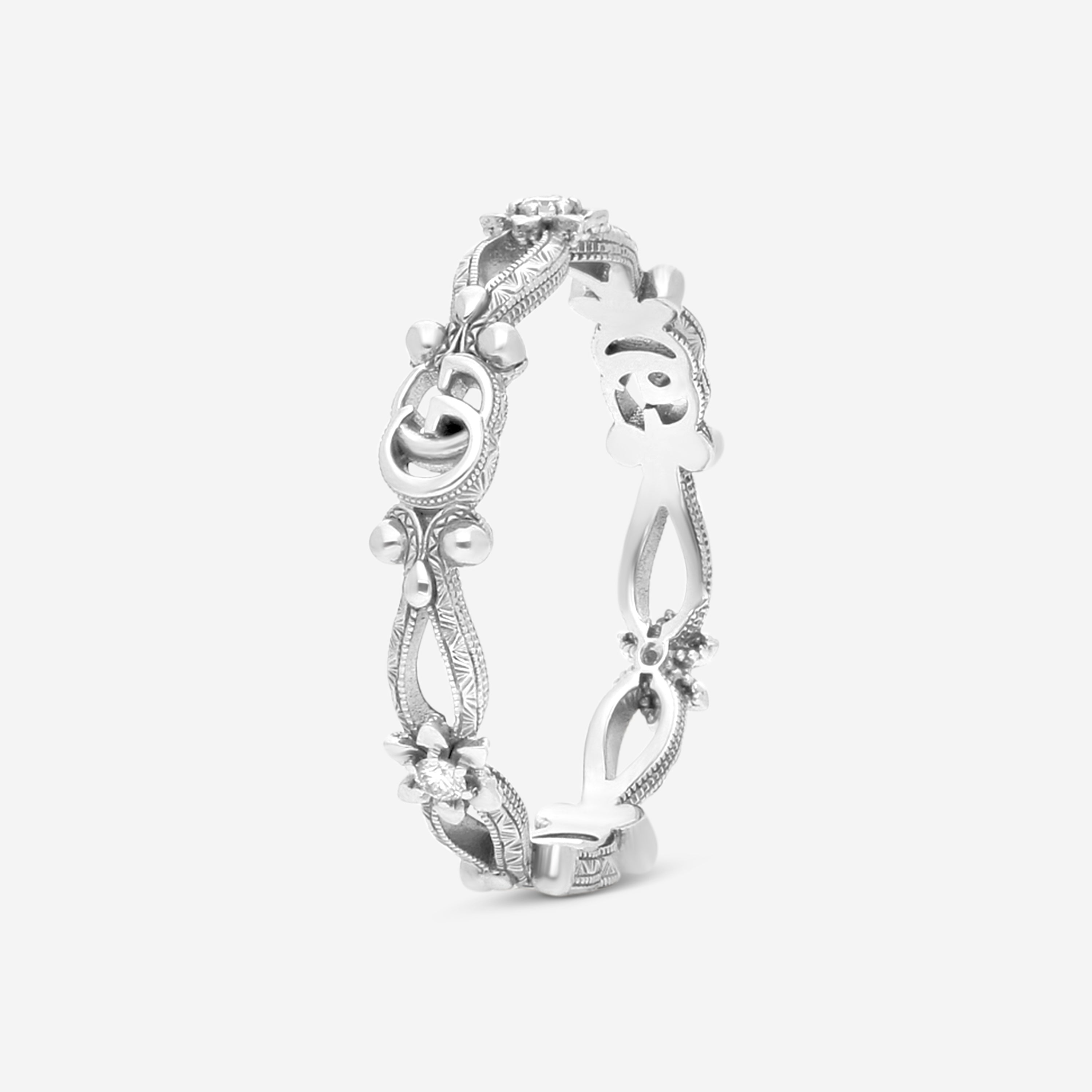 Gucci Flora 18K White Gold Diamond Band Ring Sz. 9.75 YBC629827002020 — view 2
