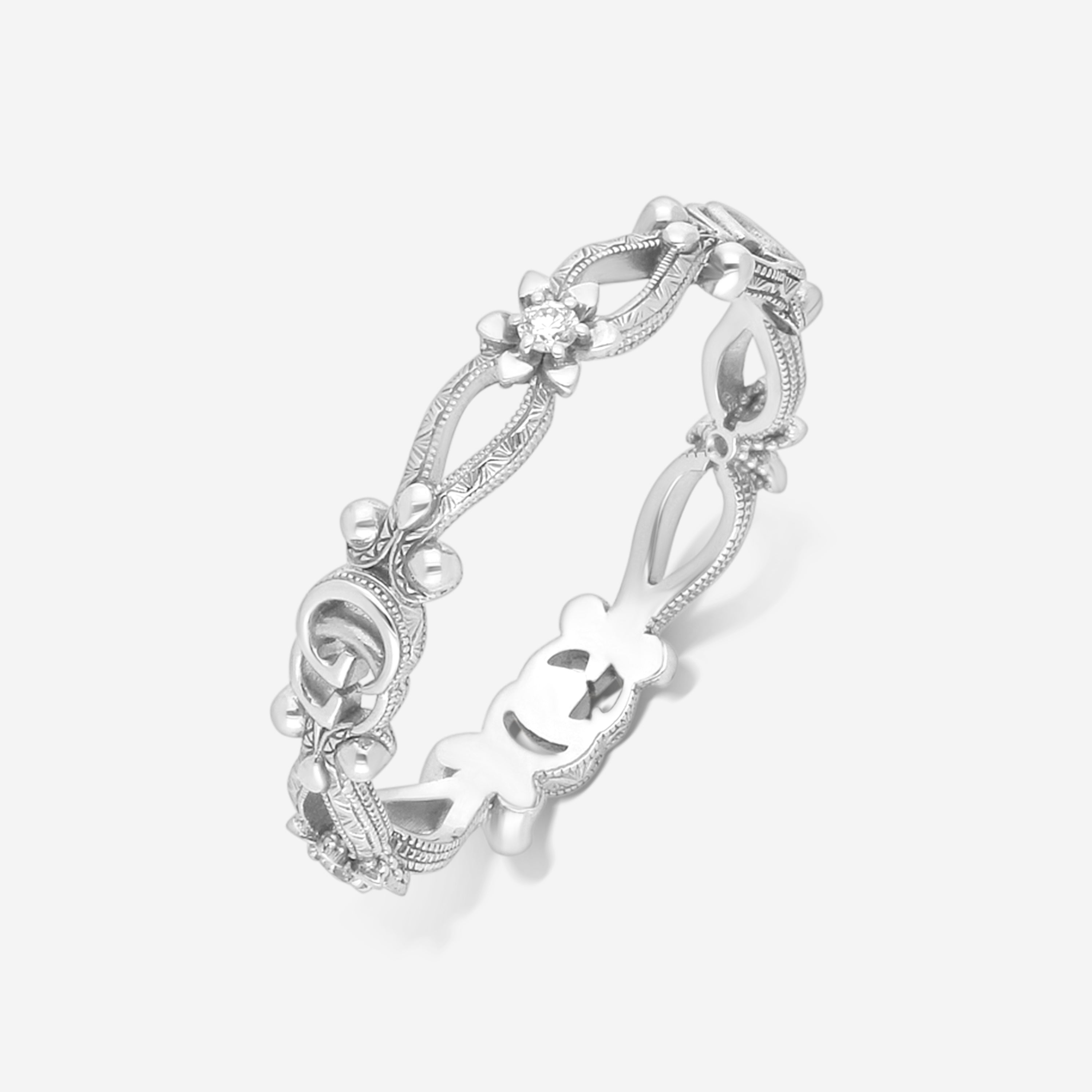 Gucci Flora 18K White Gold Diamond Band Ring Sz. 9.75 YBC629827002020 — view 3