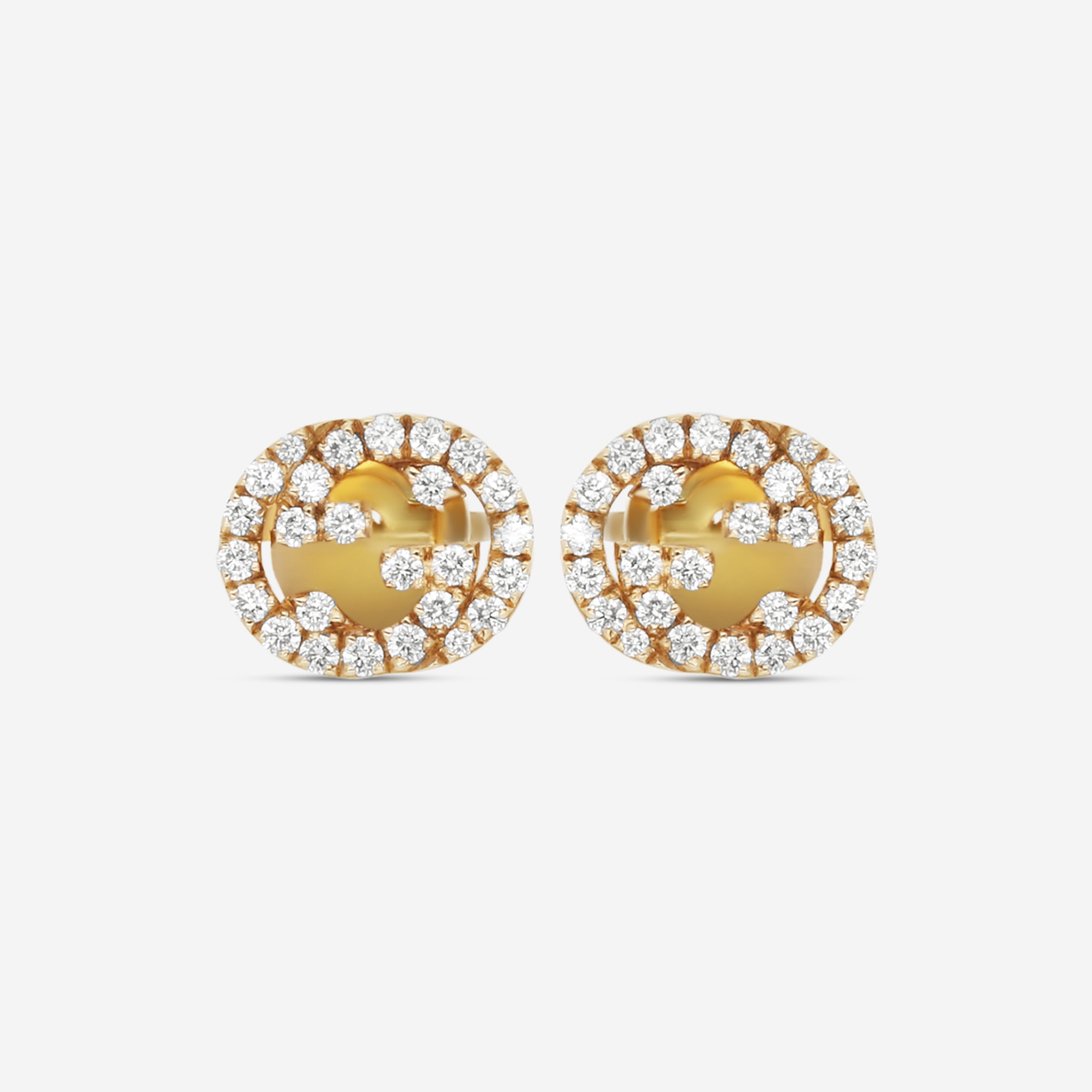 Gucci Interlocking G 18K Yellow Gold Diamond Stud Earrings YBD72940800200U