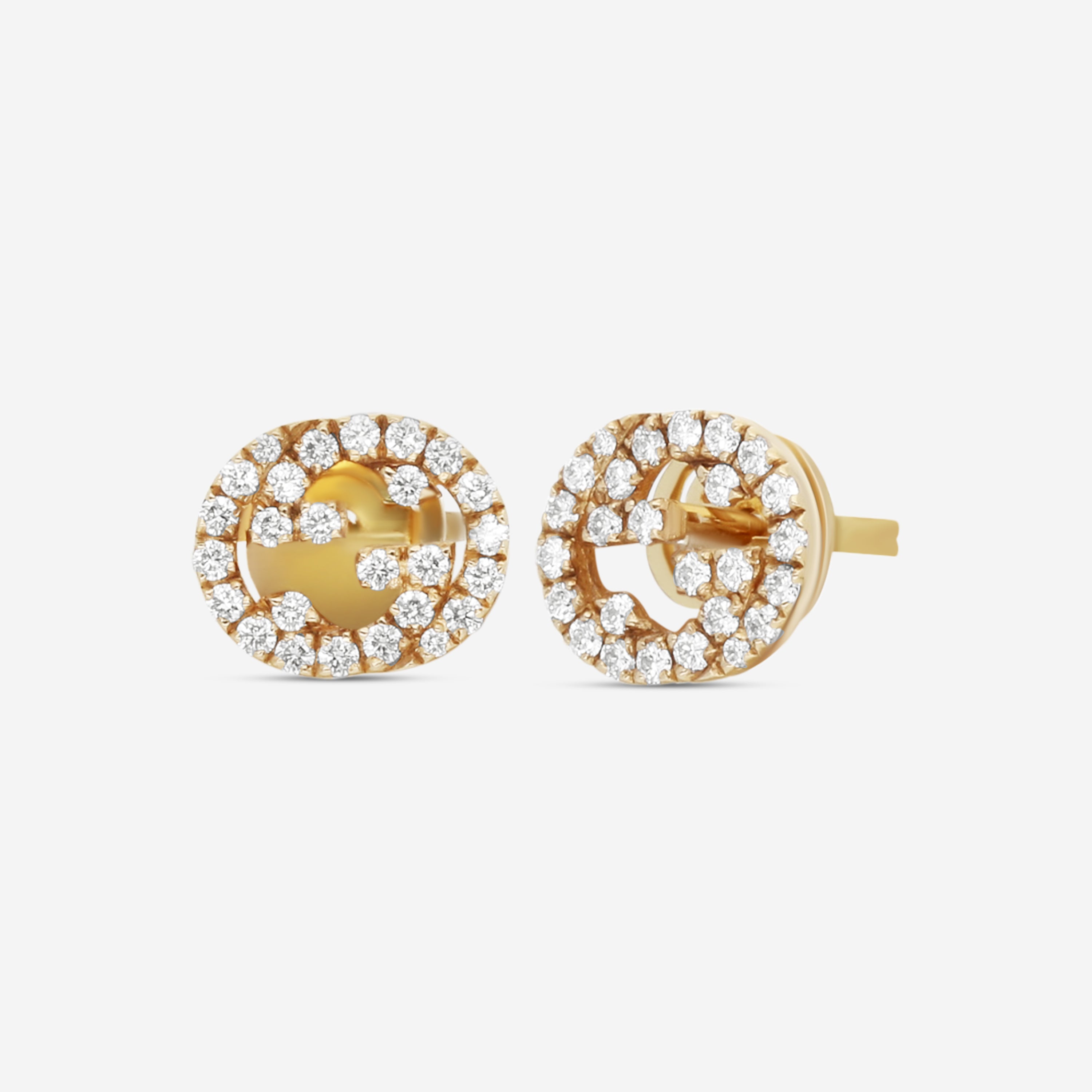 Gucci Interlocking G 18K Yellow Gold Diamond Stud Earrings YBD72940800200U — view 2
