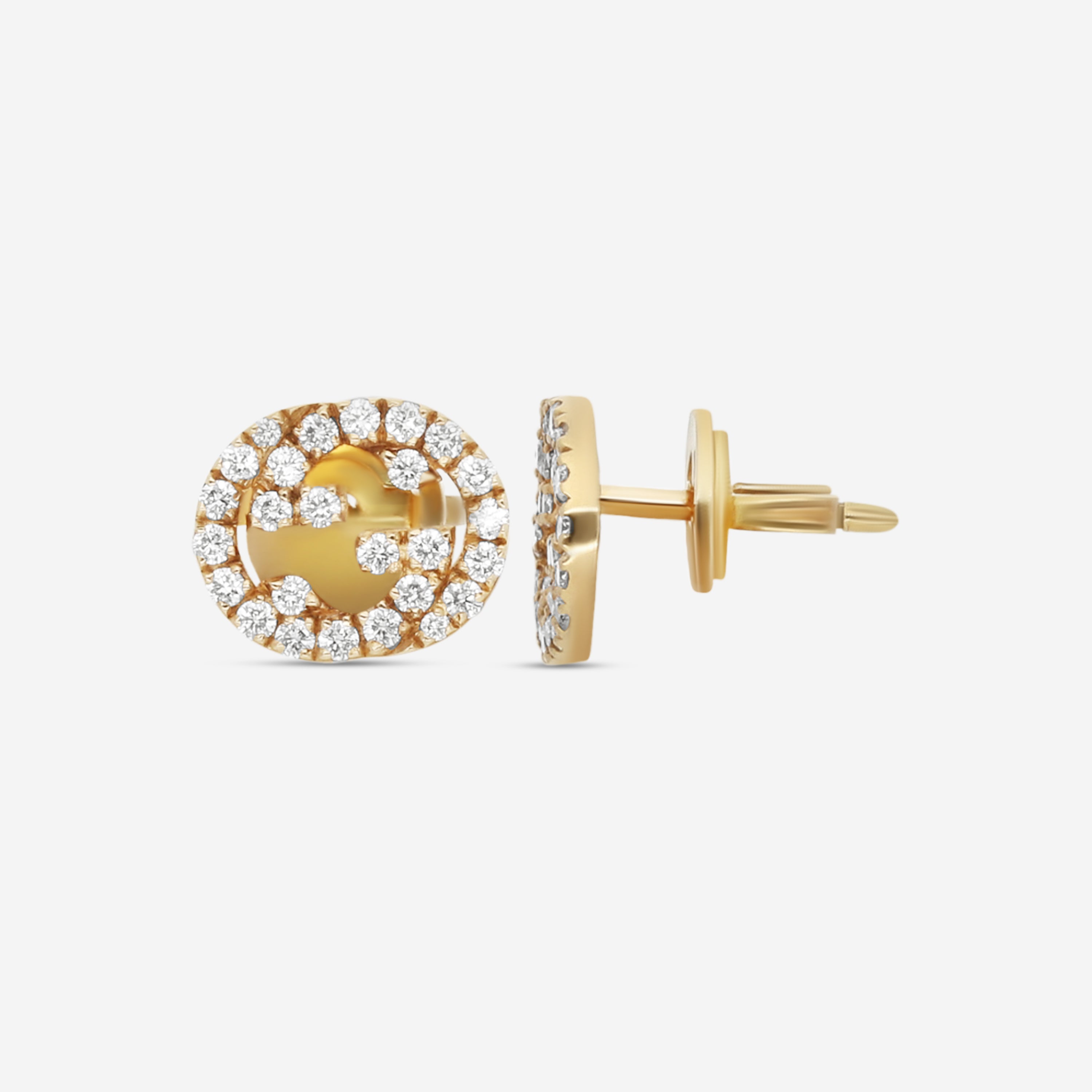 Gucci Interlocking G 18K Yellow Gold Diamond Stud Earrings YBD72940800200U — view 3