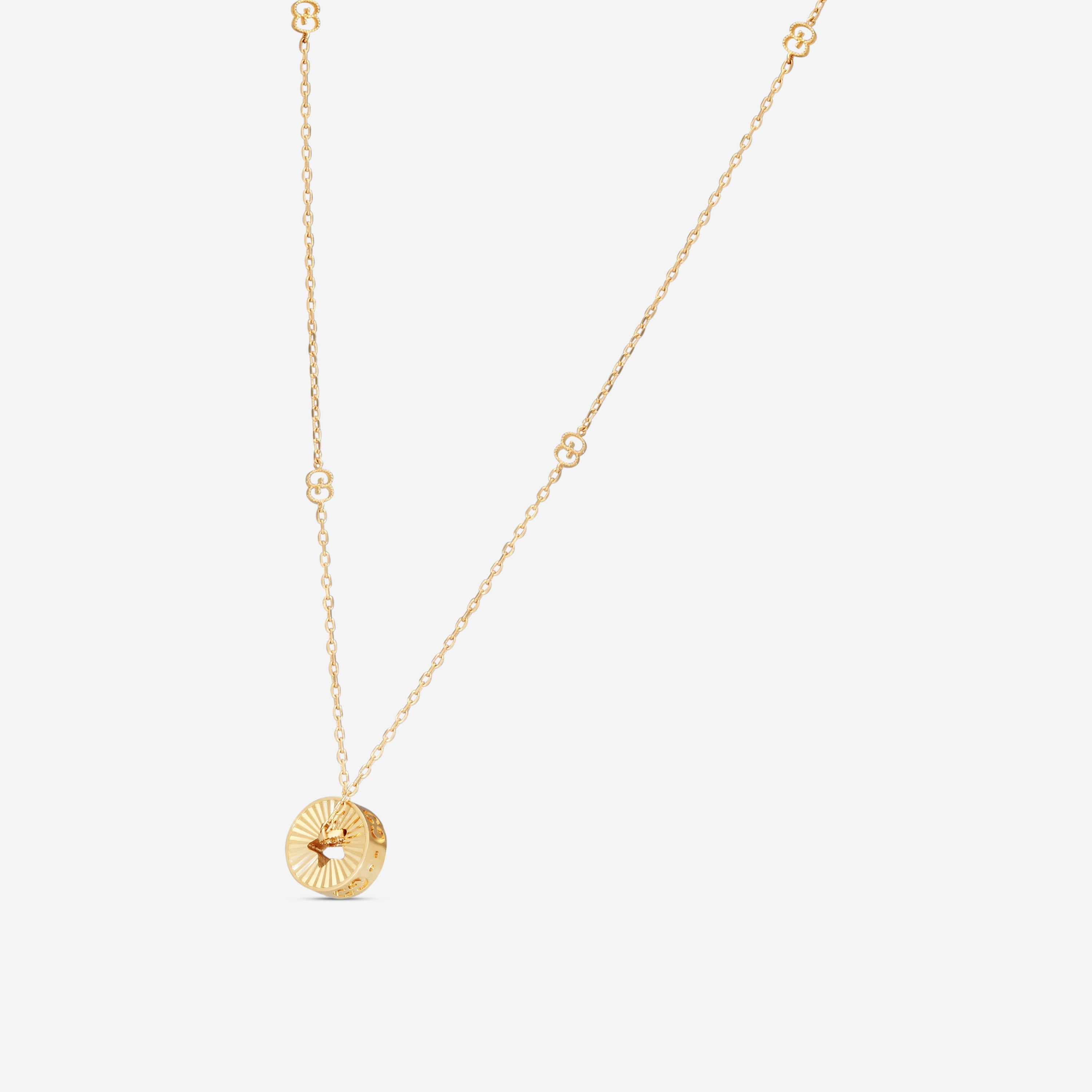 Gucci Icon 18K Yellow Gold Round Star Cut Out Pendant Necklace YBB72936300100U — view 2