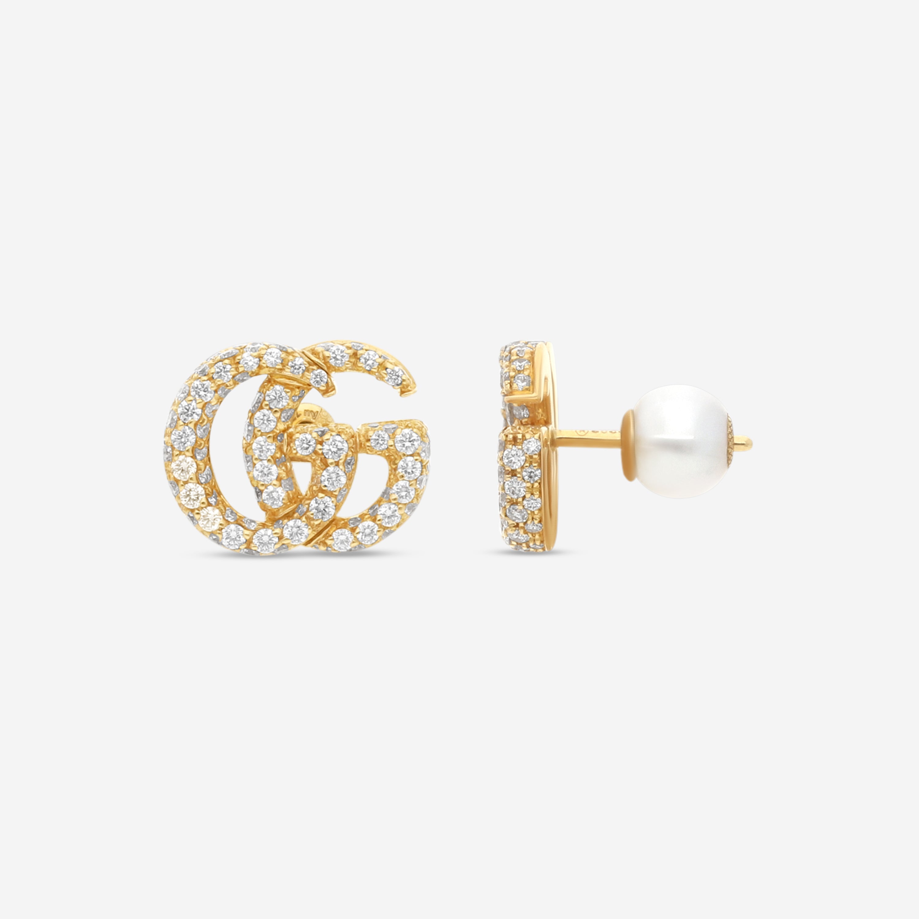 Gucci Flora 18K Yellow Gold Diamond Stud Earrings YBD58203300200U — view 2
