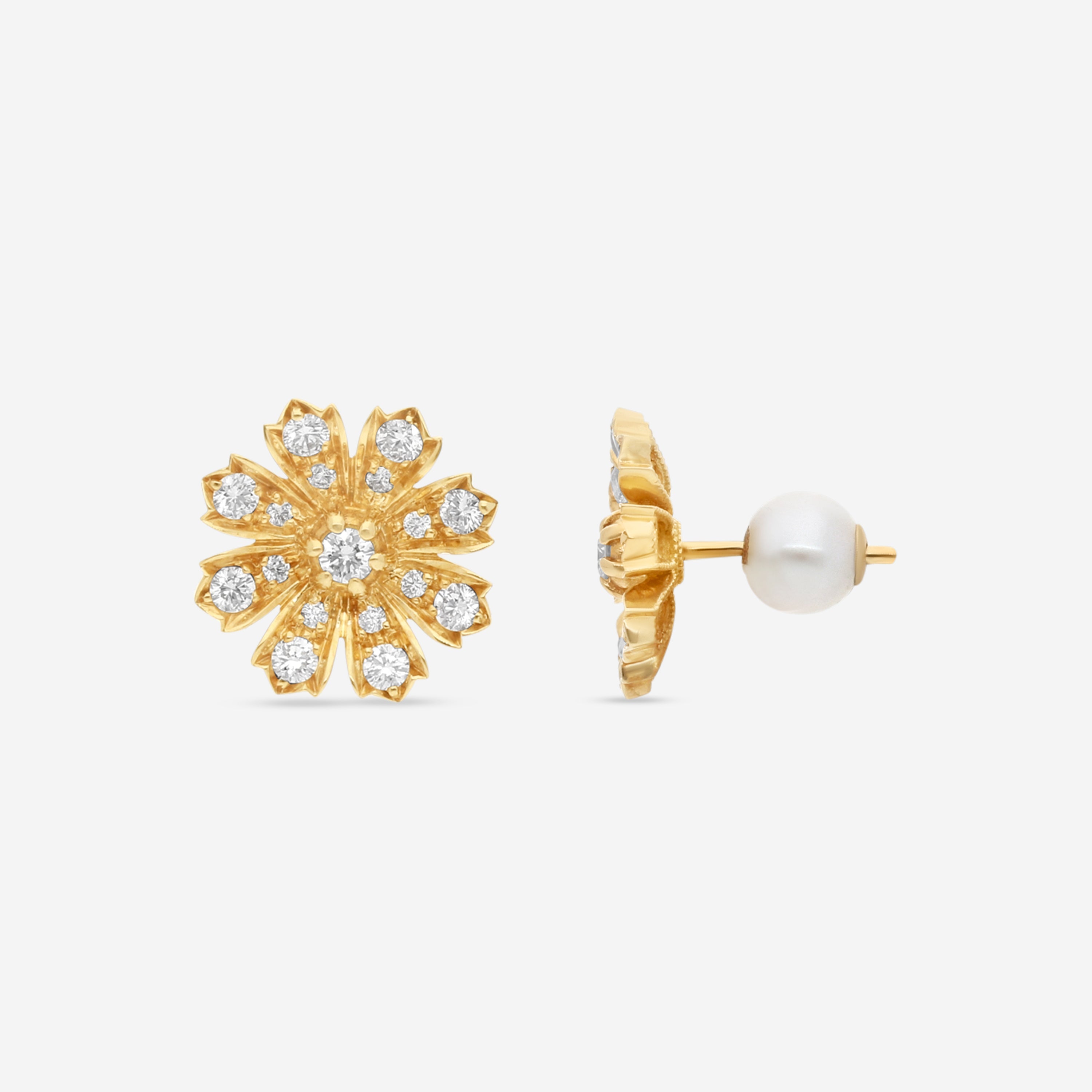 Gucci Flora 18K Yellow Gold Diamond Stud Earrings YBD58203300200U — view 3