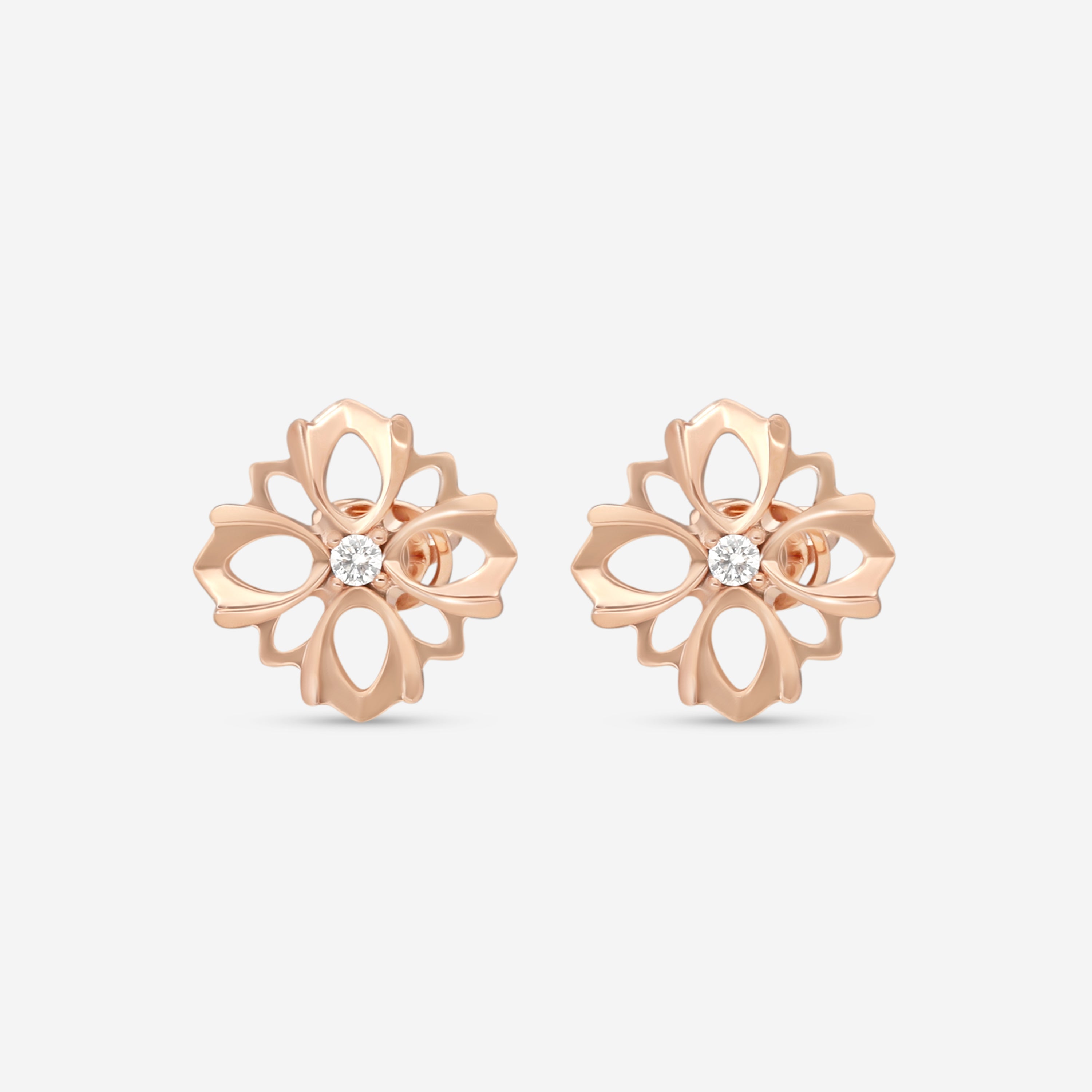 Gucci Flora 18K Rose Gold Diamonds Stud Earrings YBD79624800100U
