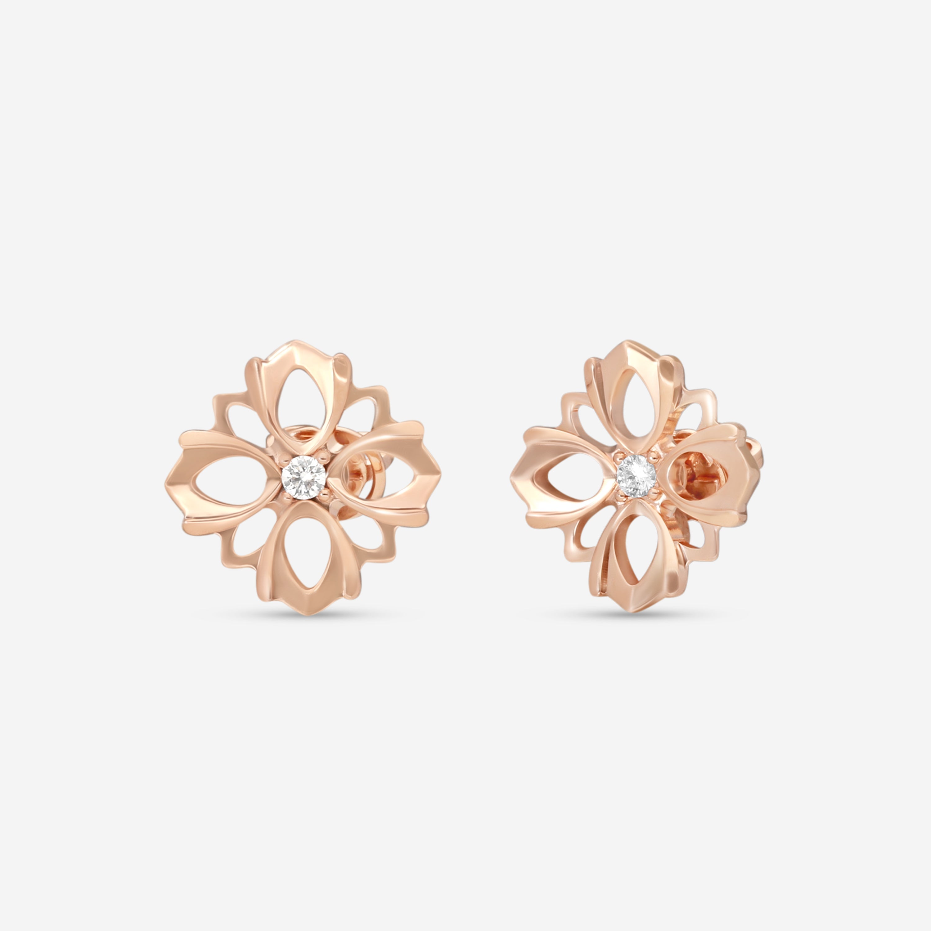 Gucci Flora 18K Rose Gold Diamonds Stud Earrings YBD79624800100U — view 2