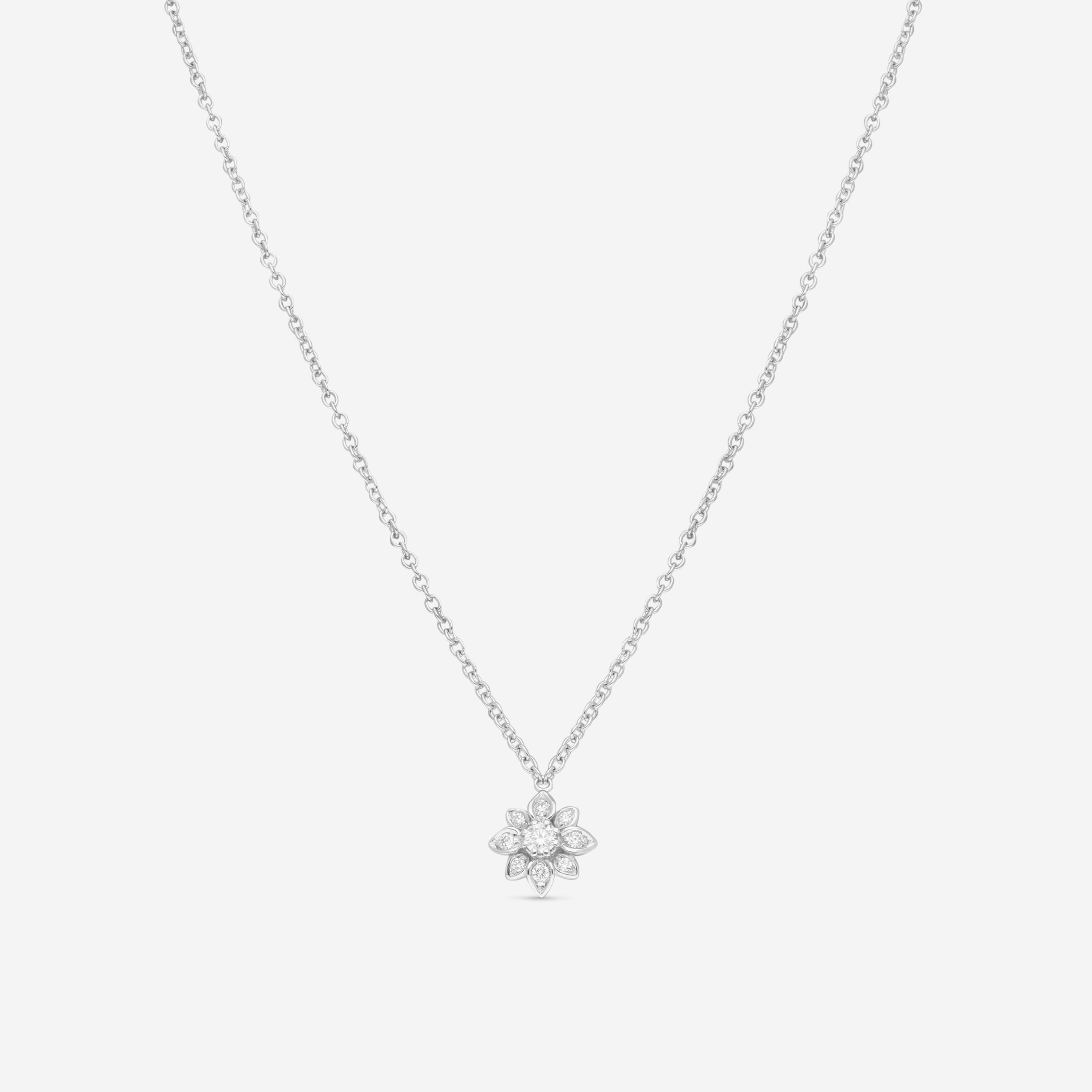 Gucci Flora 18K White Gold Diamond Pendant Necklace YBB79620700100U