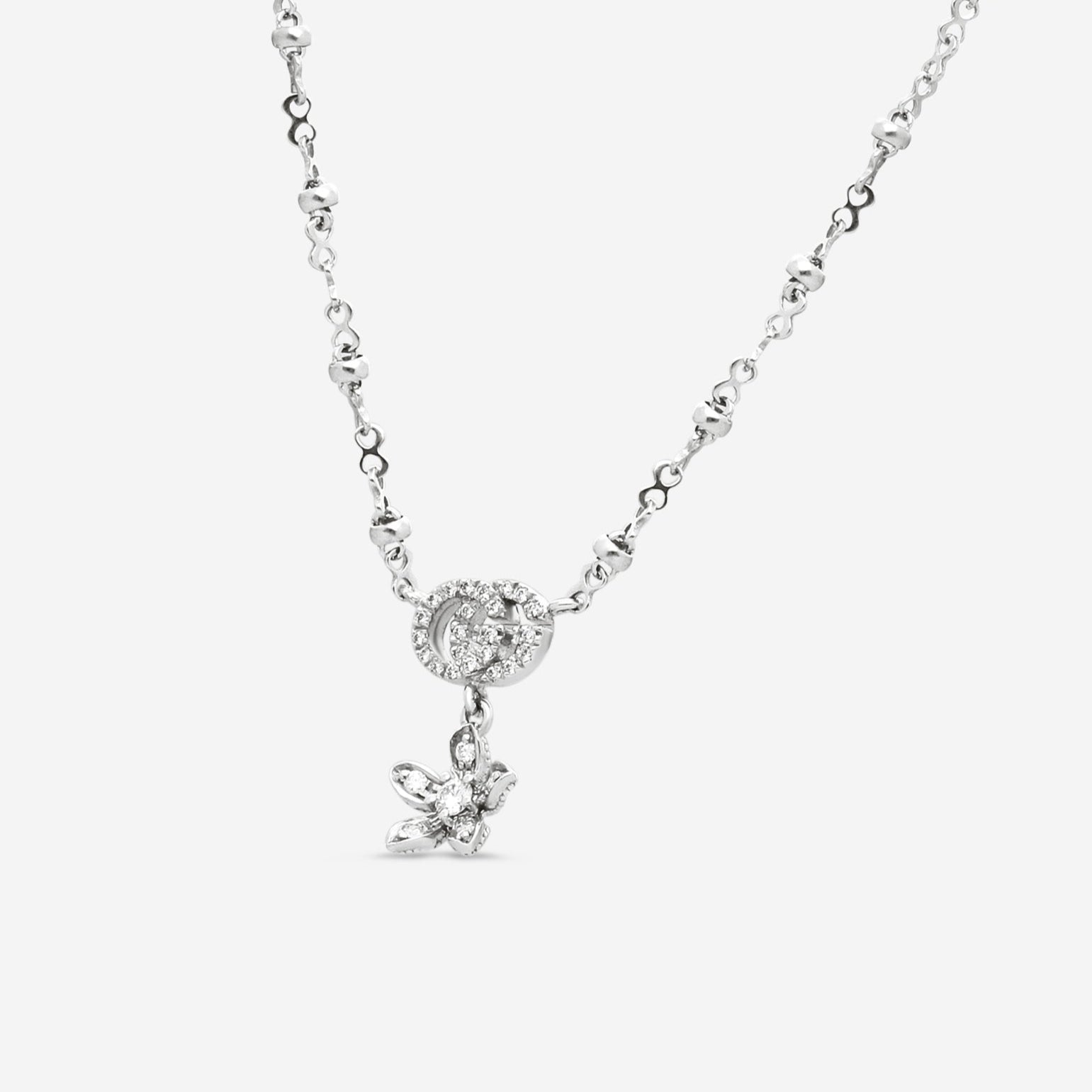 Gucci Flora 18K White Gold Diamond Pendant Necklace YBB58184200100U — view 2