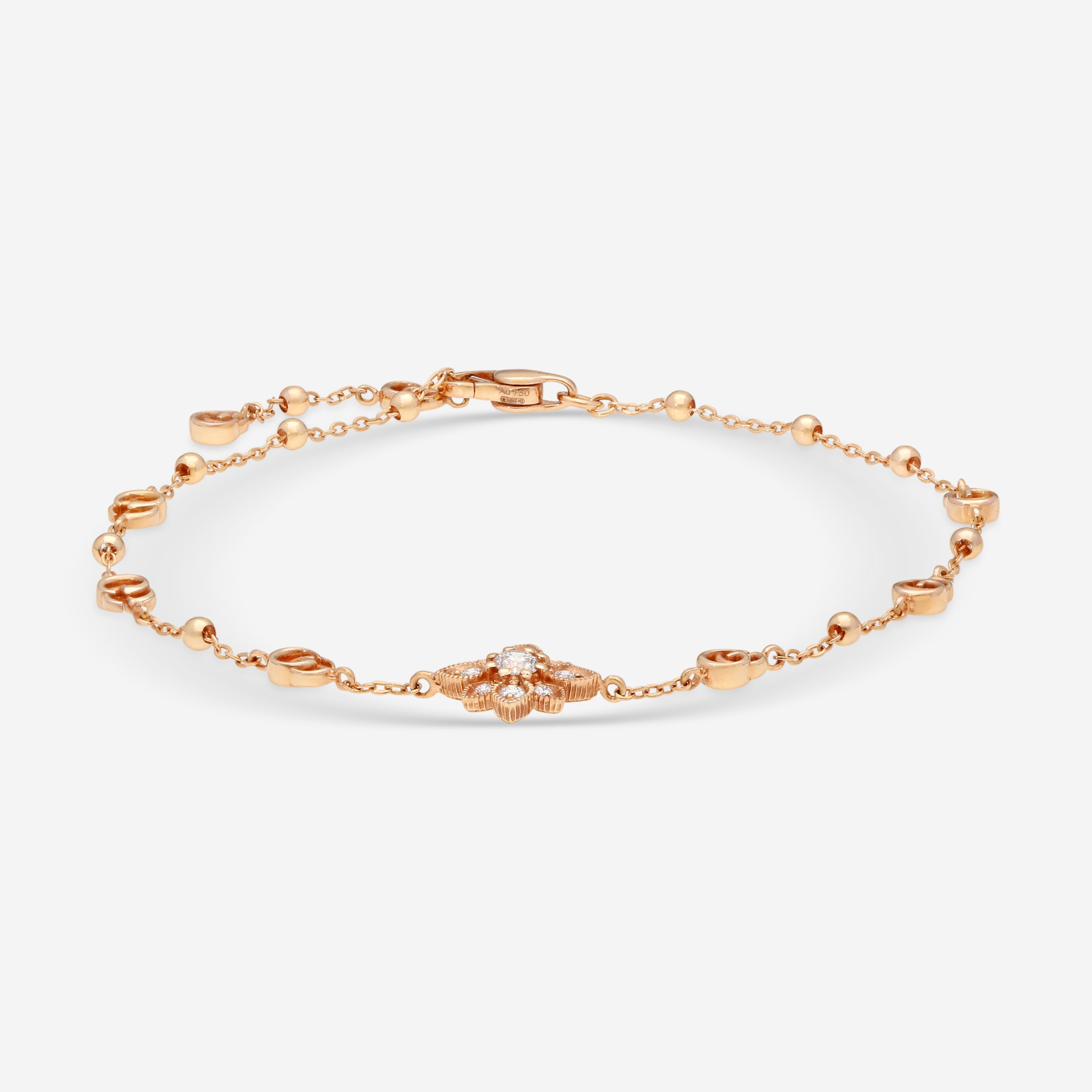 Gucci Flora 18K Rose Gold Diamond Chain Bracelet YBA702389001017 — view 2