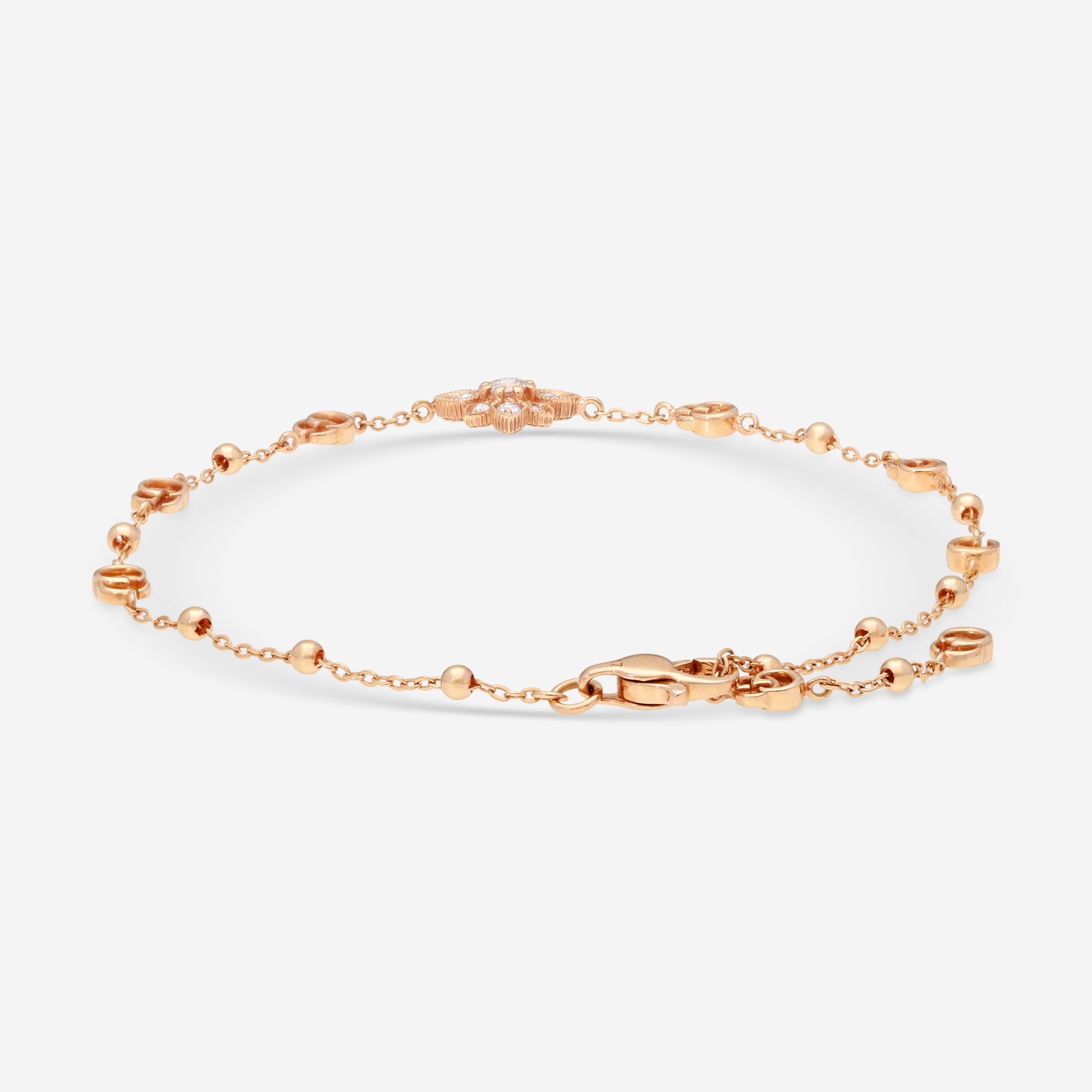 Gucci Flora 18K Rose Gold Diamond Chain Bracelet YBA702389001017 — view 3