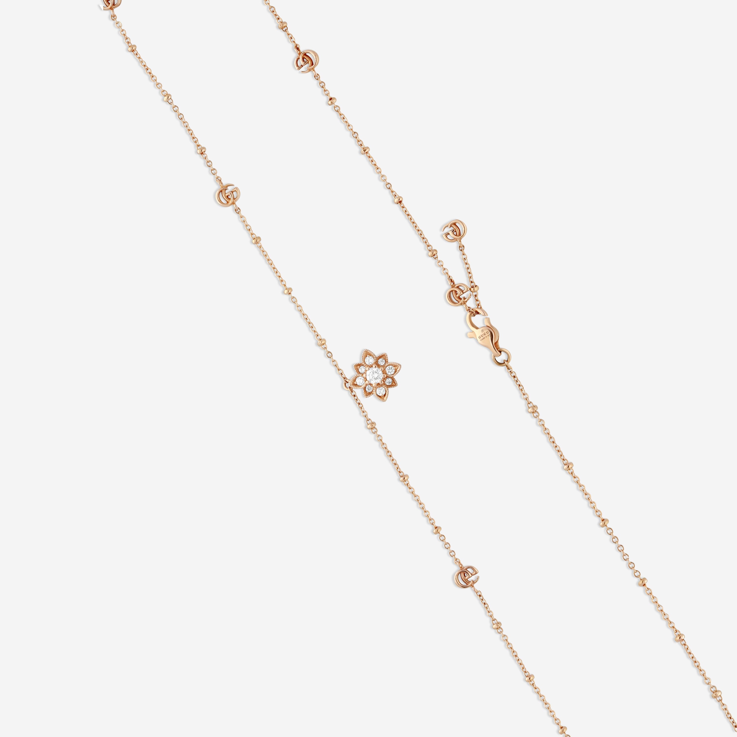 Gucci Flora 18K Rose Gold Diamond Pendant Necklace YBB70239300100U — view 3