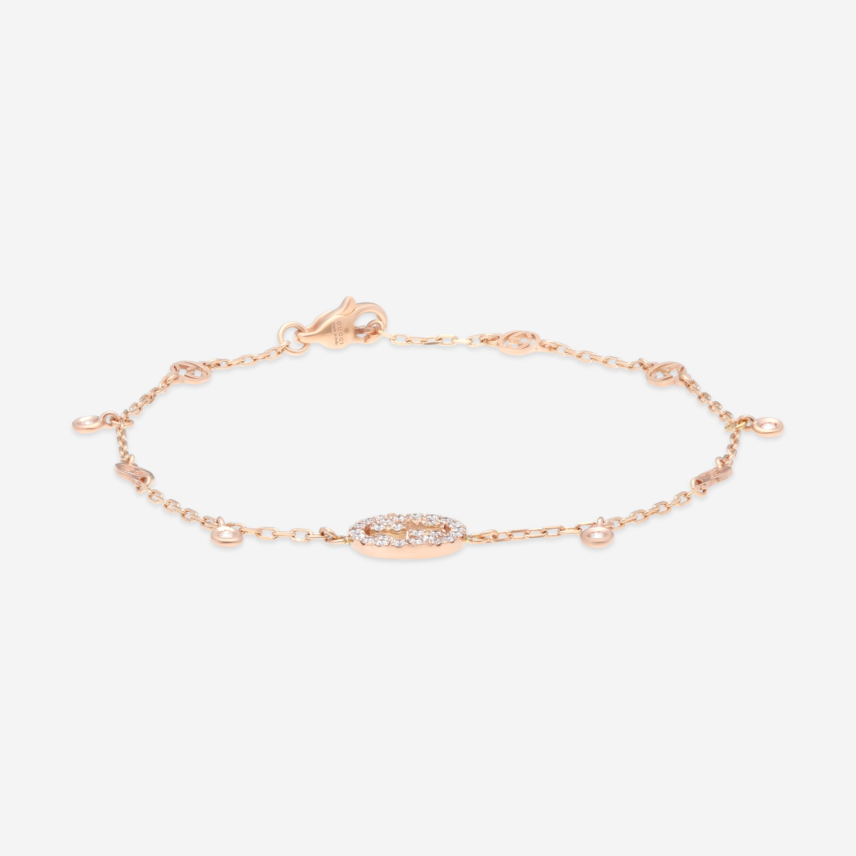 Gucci Interlocking G 18K Rose Gold Diamond Bracelet YBA729403001016 — view 2