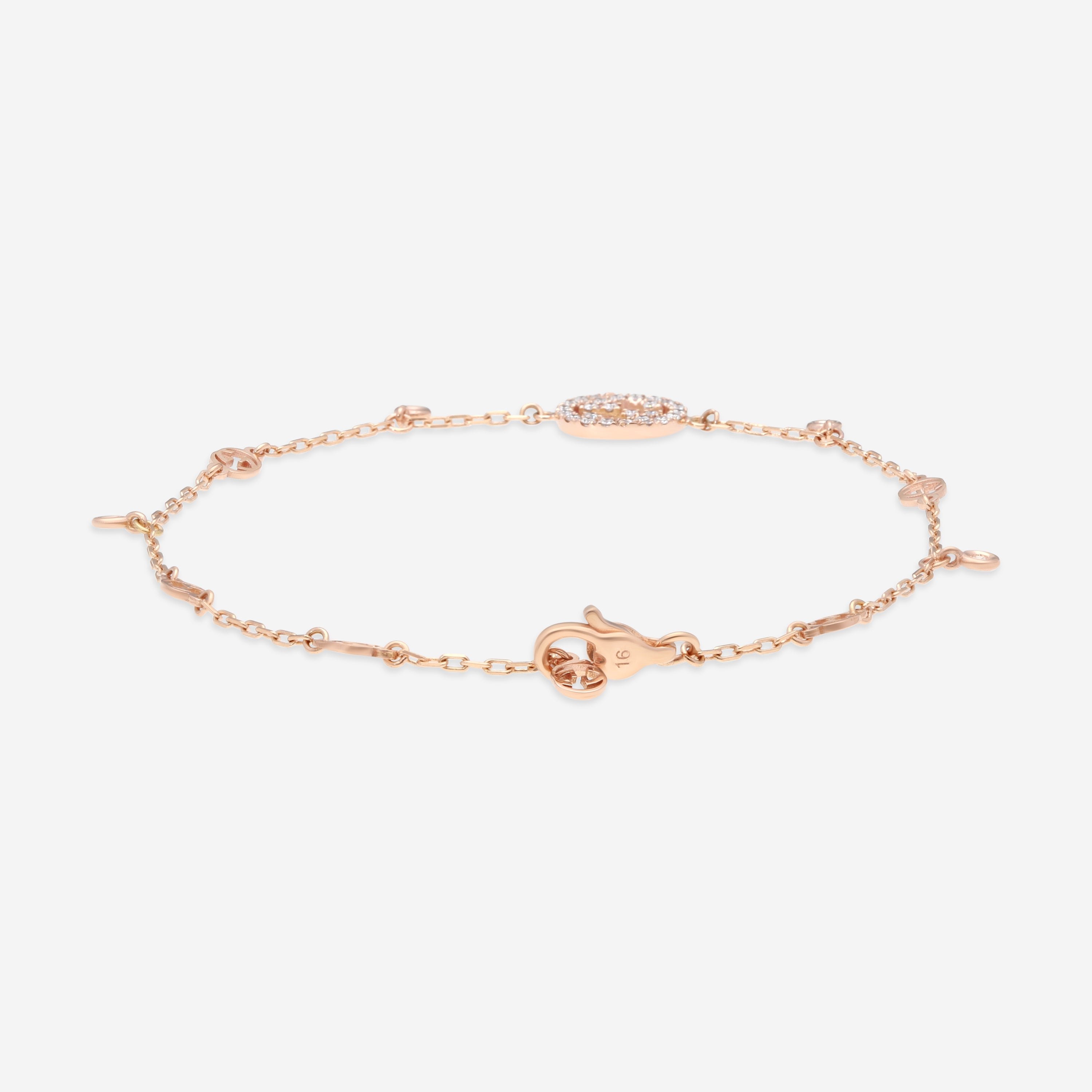 Gucci Interlocking G 18K Rose Gold Diamond Bracelet YBA729403001016 — view 3
