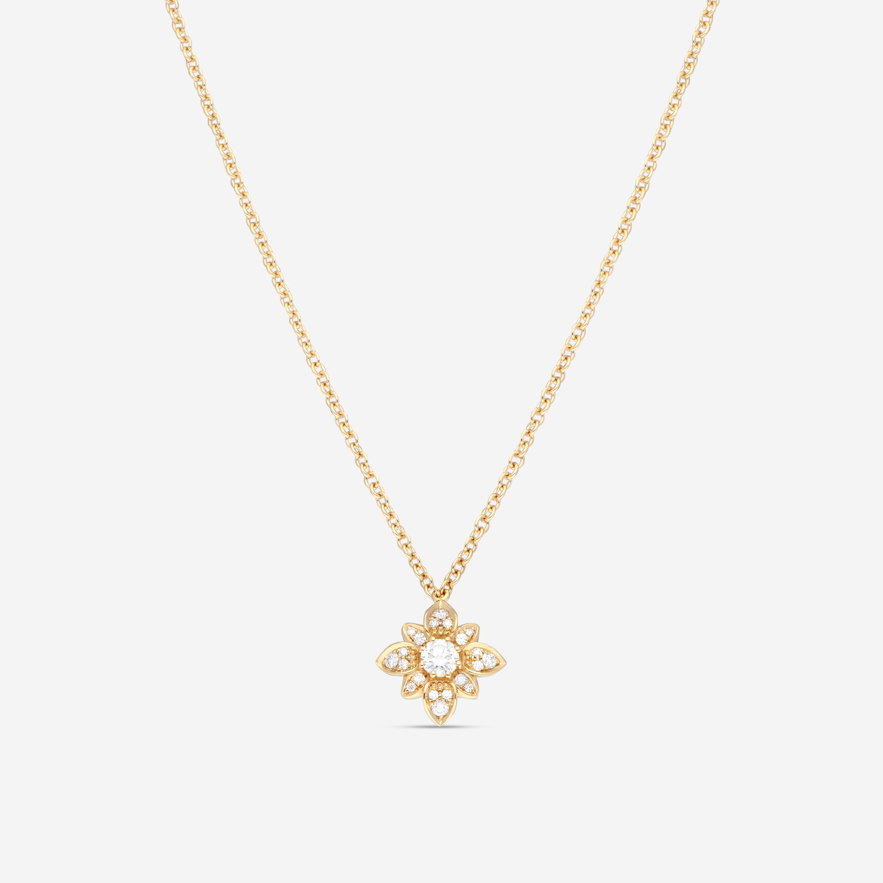 Gucci 18K Yellow Gold Diamond Flower Pendant Necklace YBB79623800100U