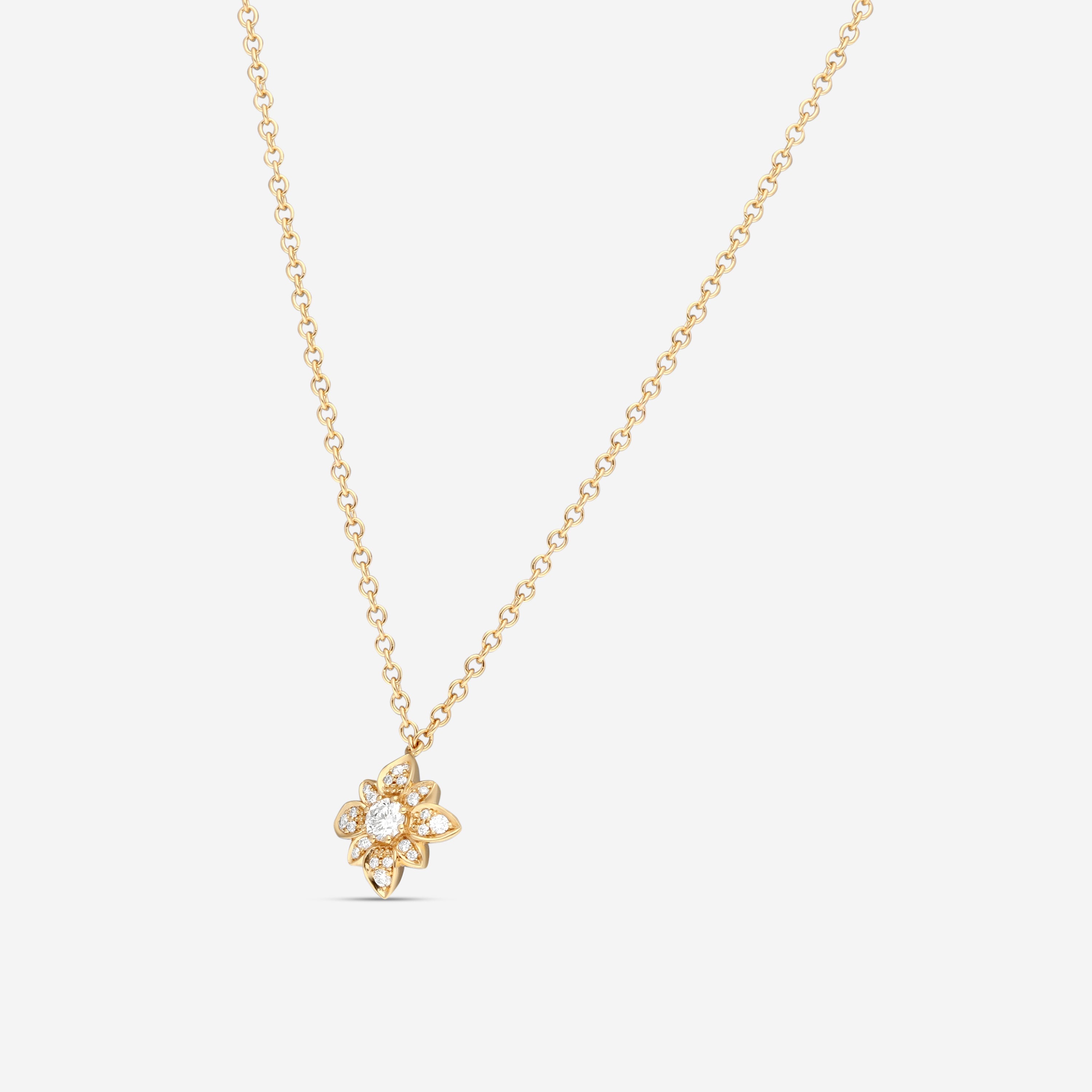 Gucci 18K Yellow Gold Diamond Flower Pendant Necklace YBB79623800100U — view 2