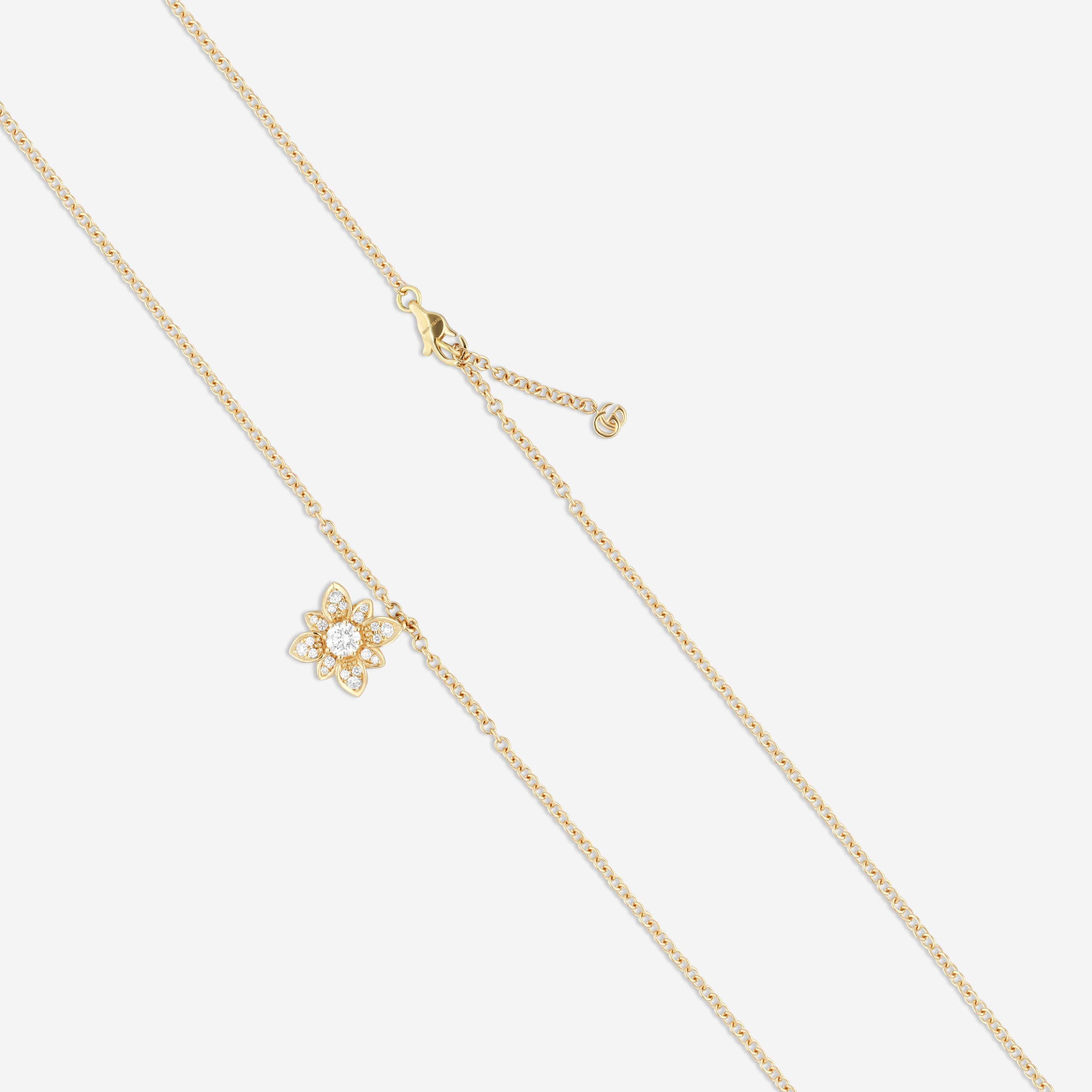 Gucci 18K Yellow Gold Diamond Flower Pendant Necklace YBB79623800100U — view 3