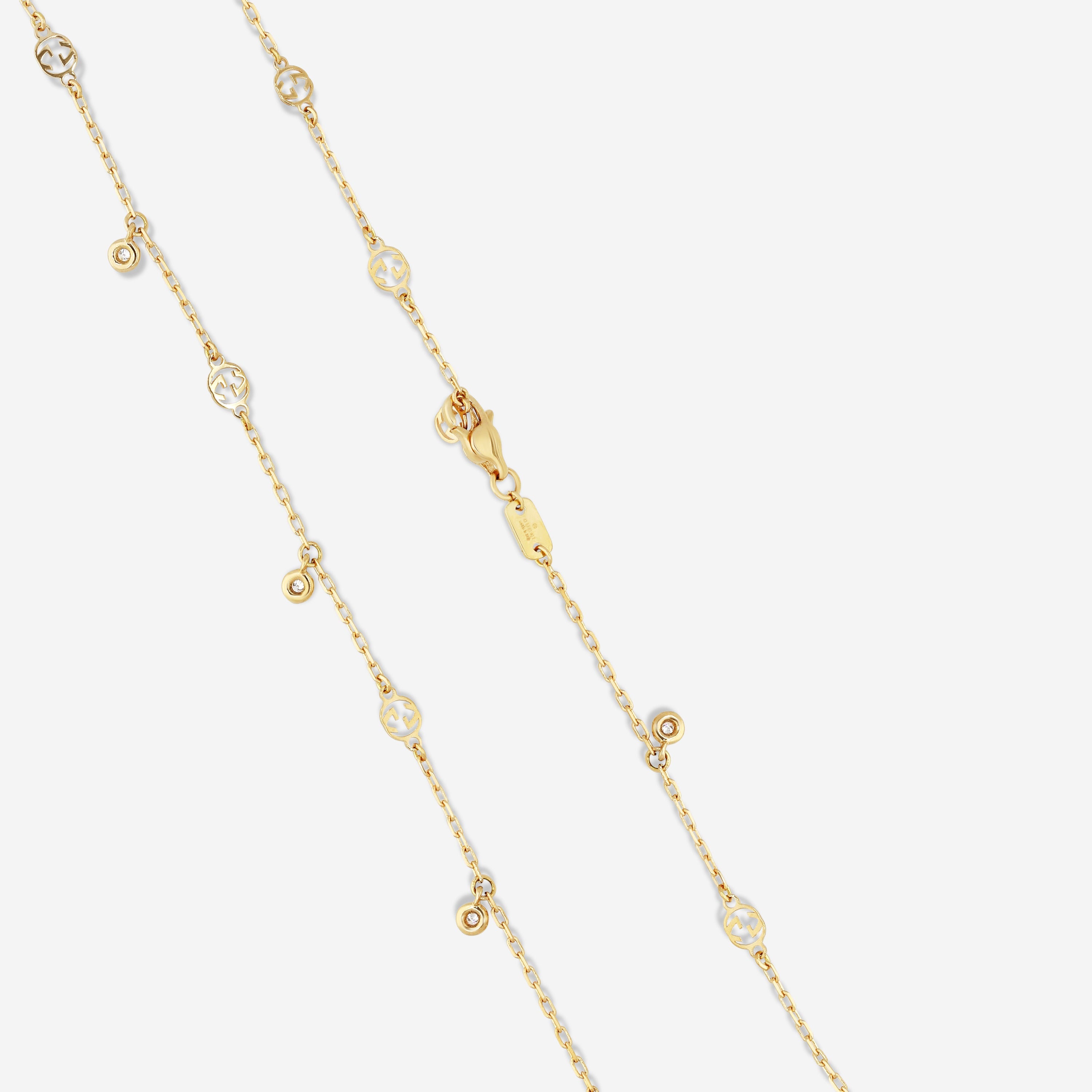 Gucci GG Interlocking 18K Yellow Gold Diamond Pendant Necklace YBB72940200200U — view 3