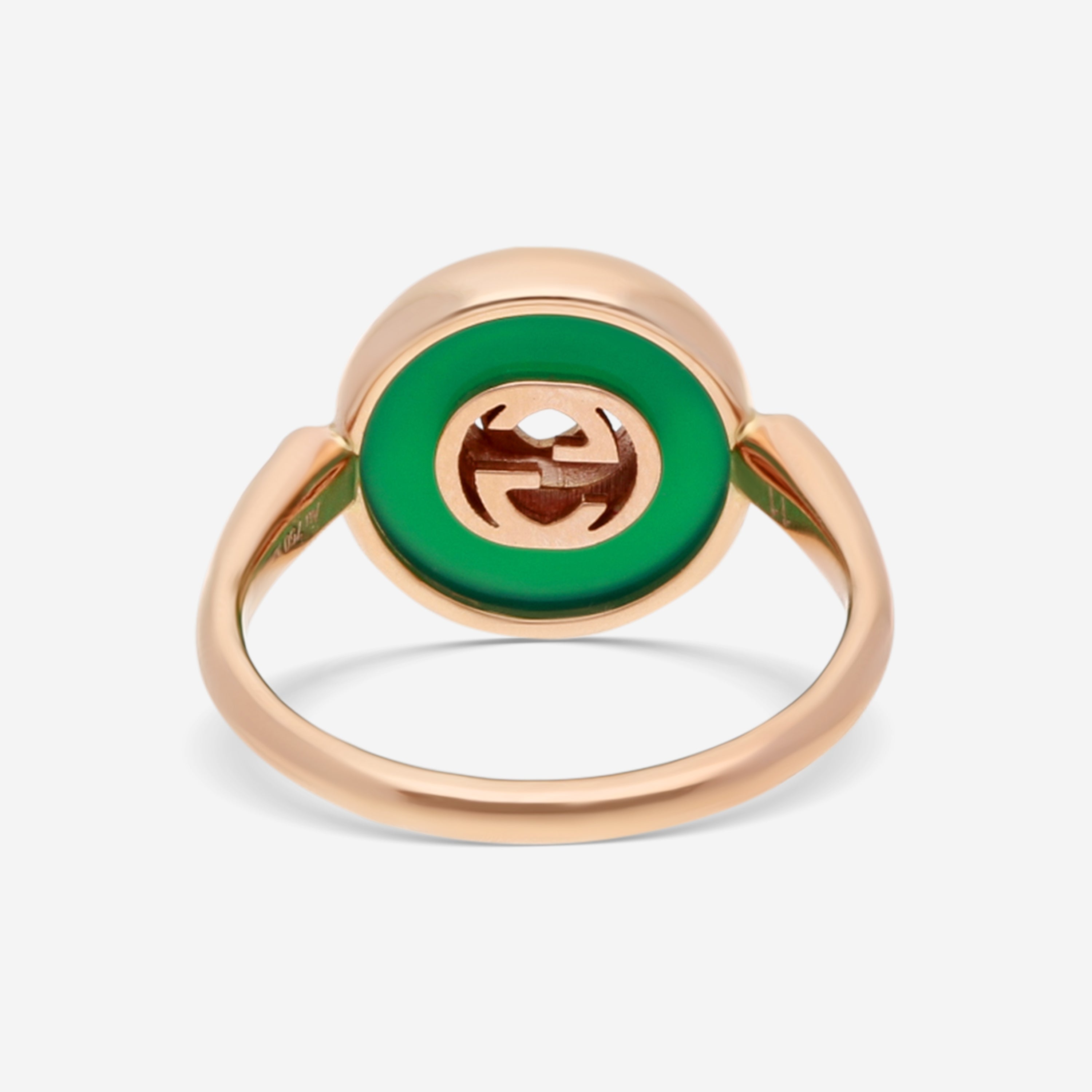 Gucci 18K Rose Gold Green Agate & Diamond Ring YBC786547002011 — view 3
