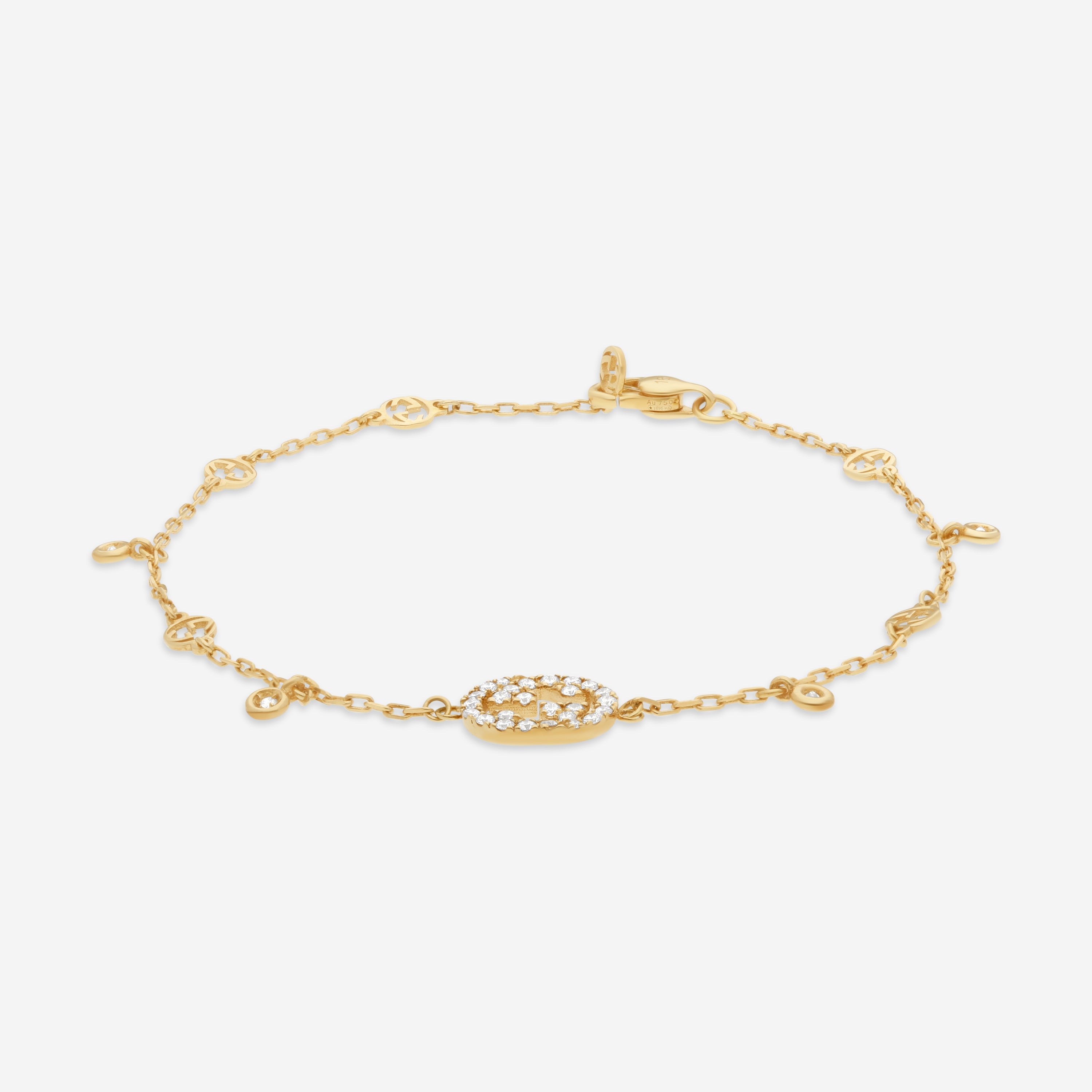 Gucci Interlocking G 18K Yellow Gold Diamond Bracelet YBA729403002016 — view 2