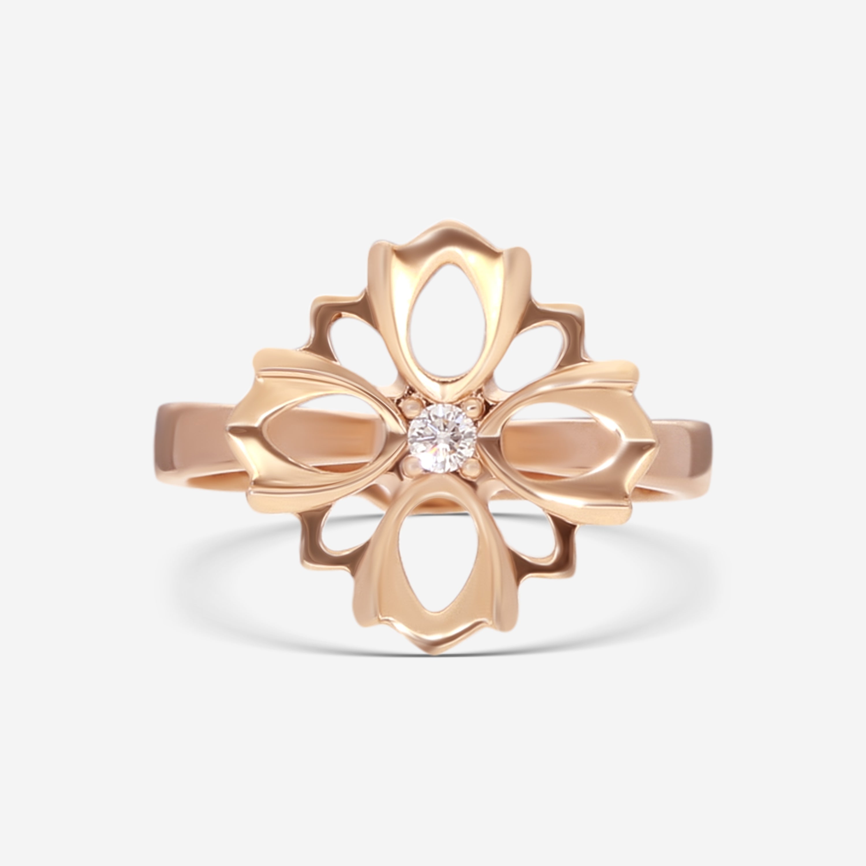 Gucci Flora 18K Rose Gold Diamond Flower Ring Sz. 7 YBC796245001014