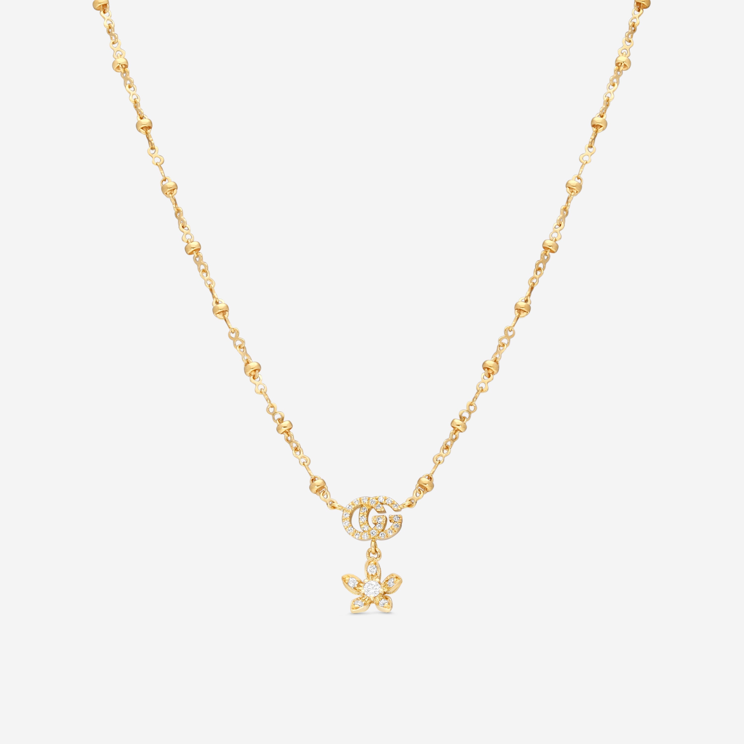 Gucci Flora 18K Yellow Gold Diamond Pendant Necklace YBB58184200200U
