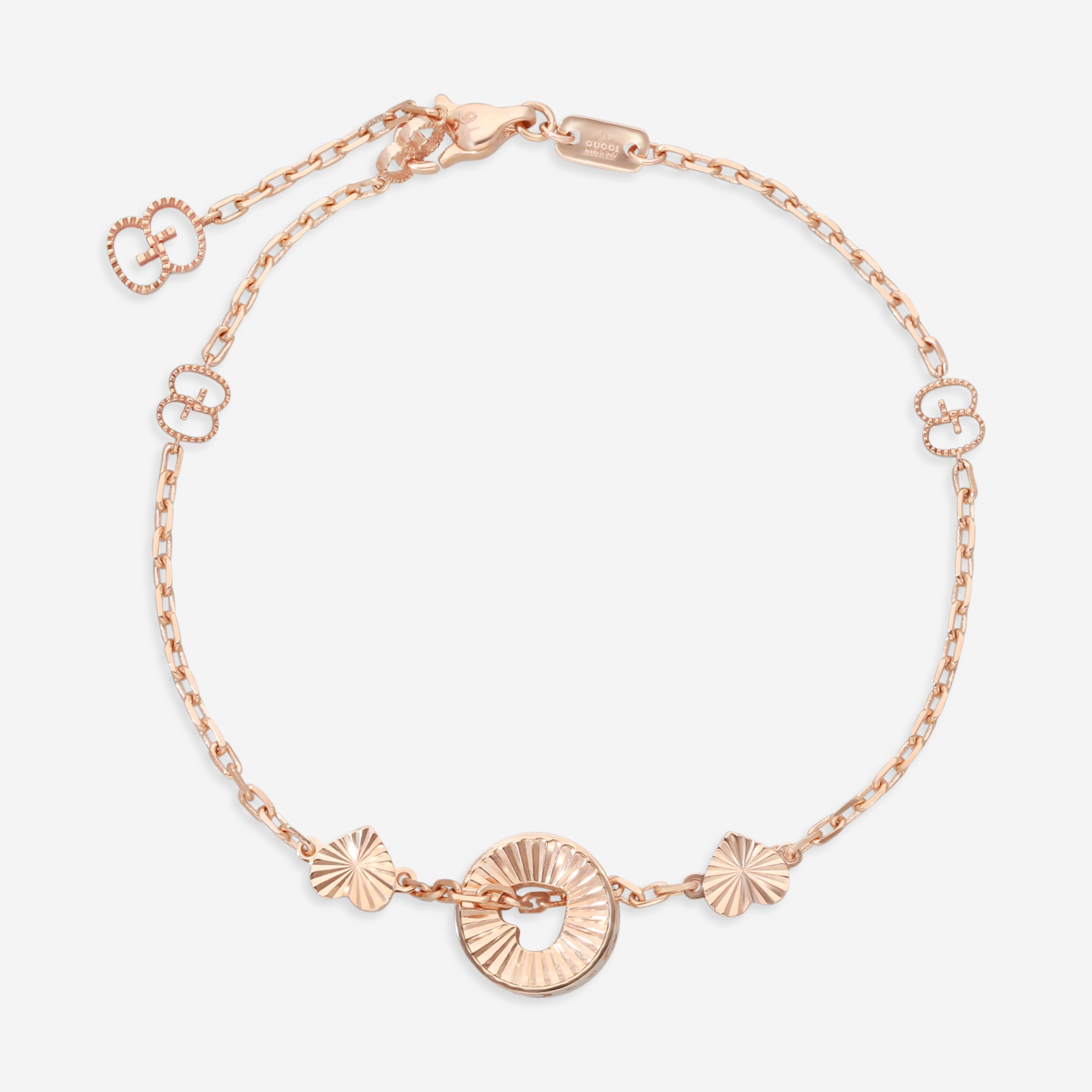 Gucci Icon Heart 18K Rose Gold Chain Bracelet YBA729383001016