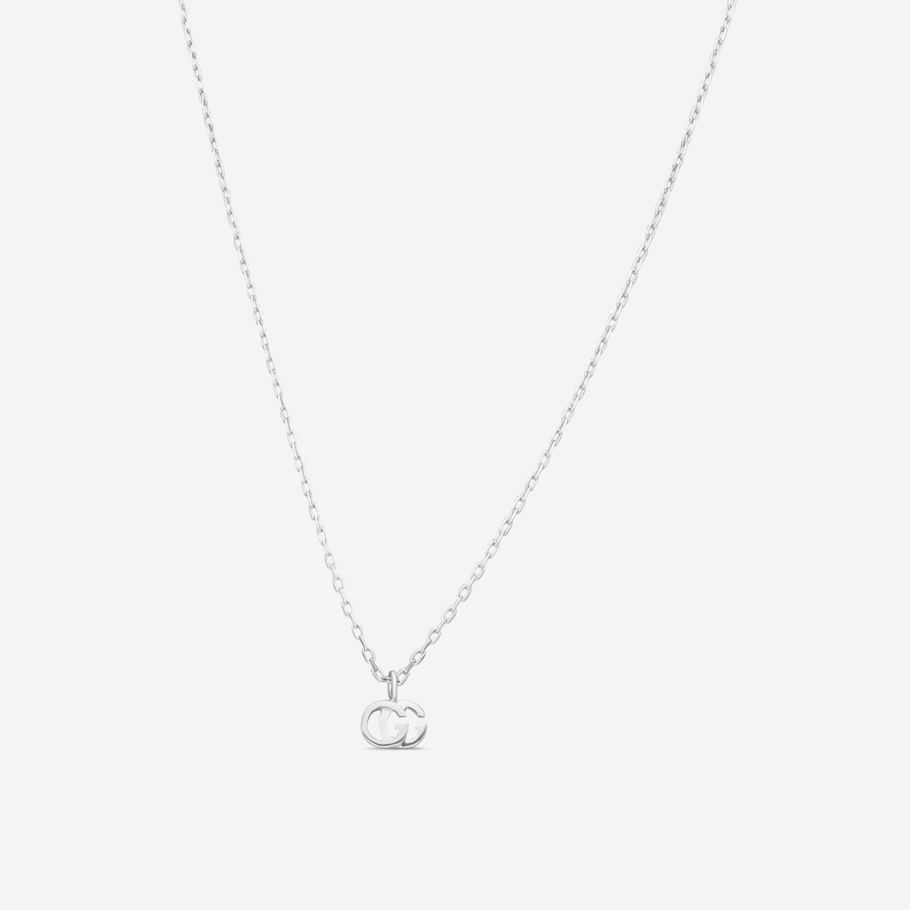 Gucci GG Running 18K White Gold Pendant Necklace YBB48163800200U