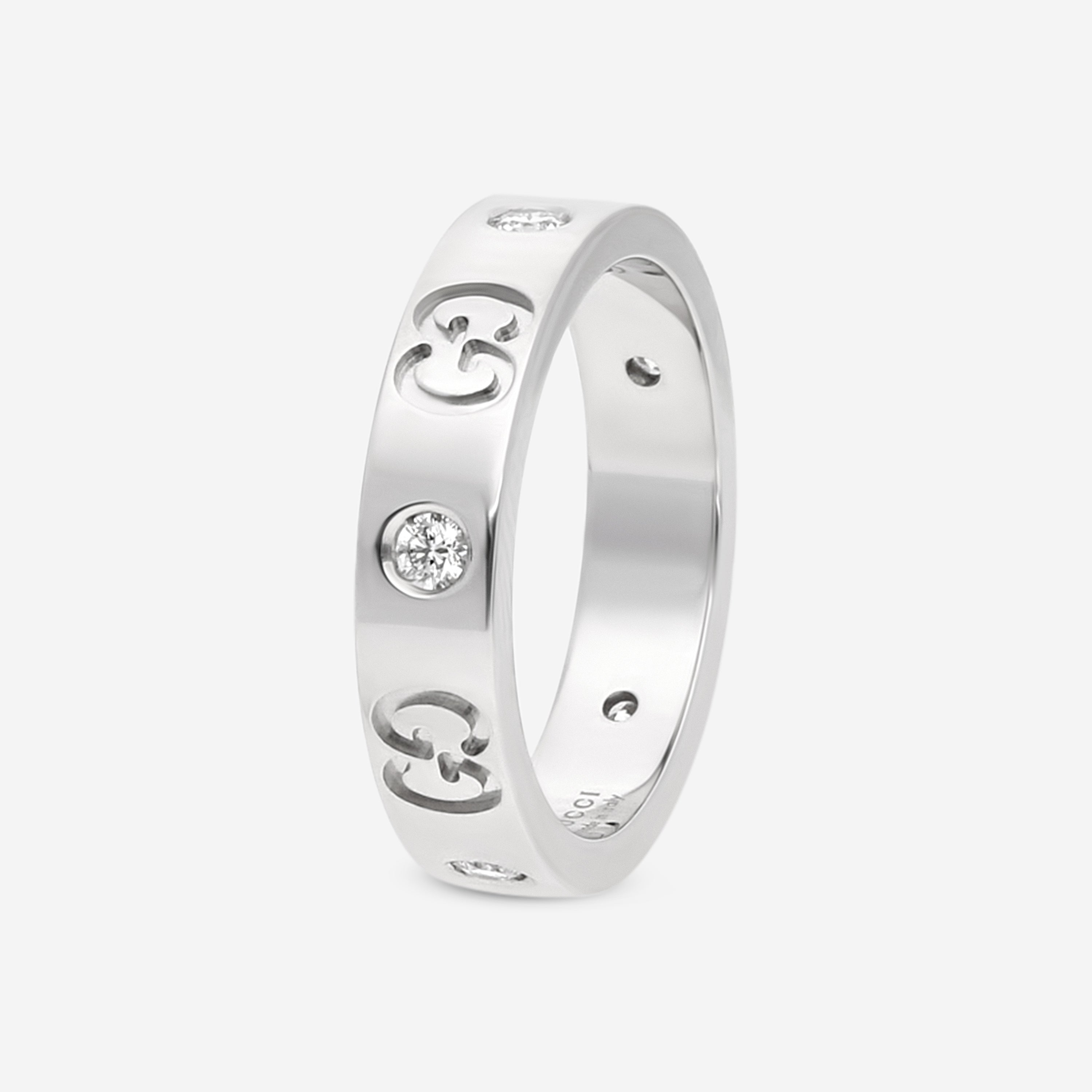 Gucci Icon 18K White Gold Diamond Thin Band Ring YBC100881001009 — view 2