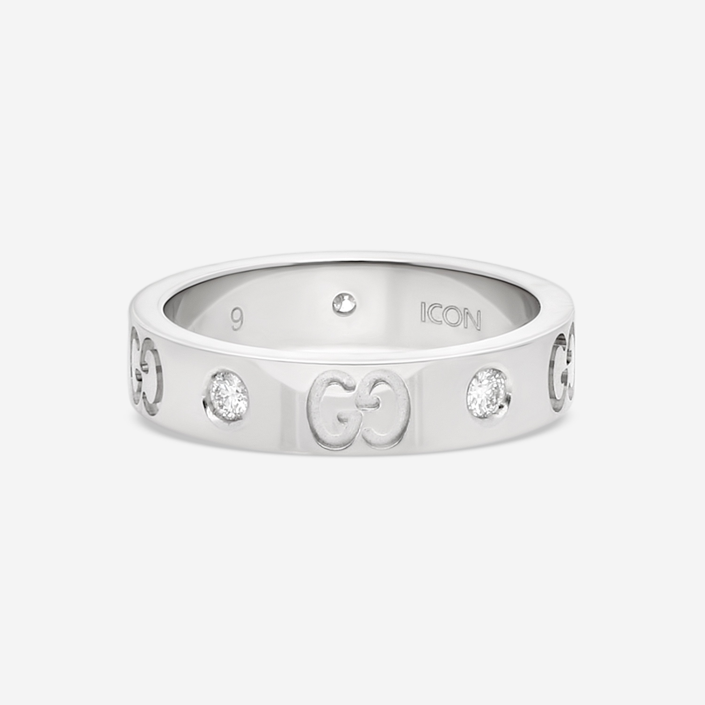 Gucci Icon 18K White Gold Diamond Thin Band Ring YBC100881001009 — view 3