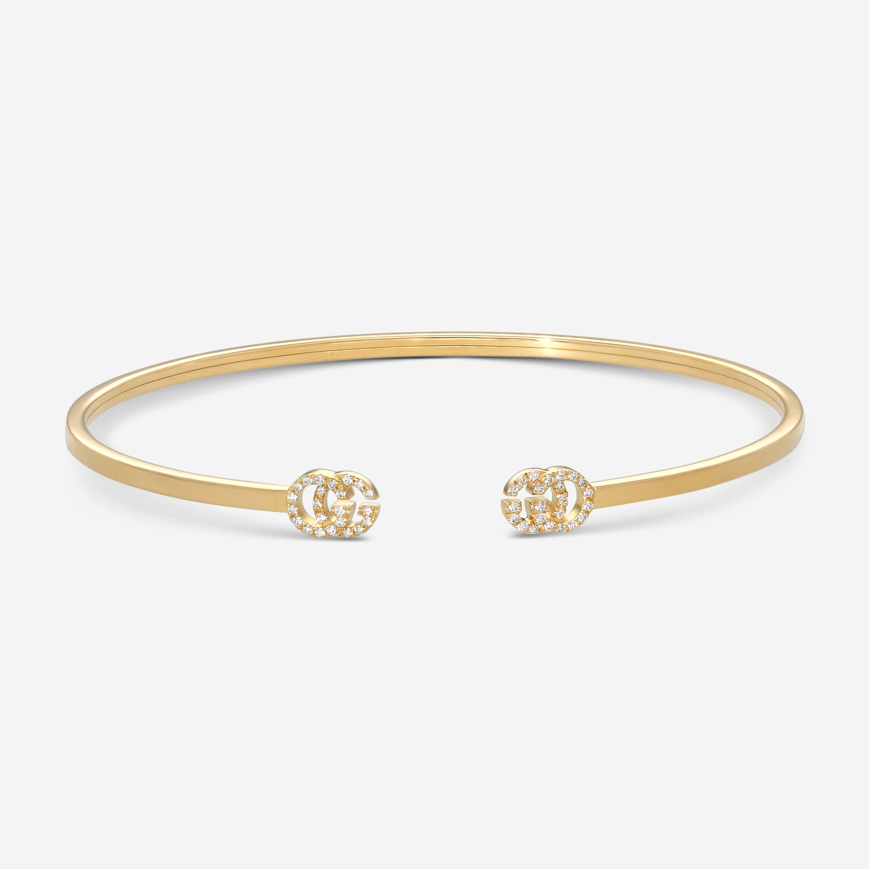Gucci GG Running 18K Yellow Gold Diamond Cuff Bracelet YBA481662001016