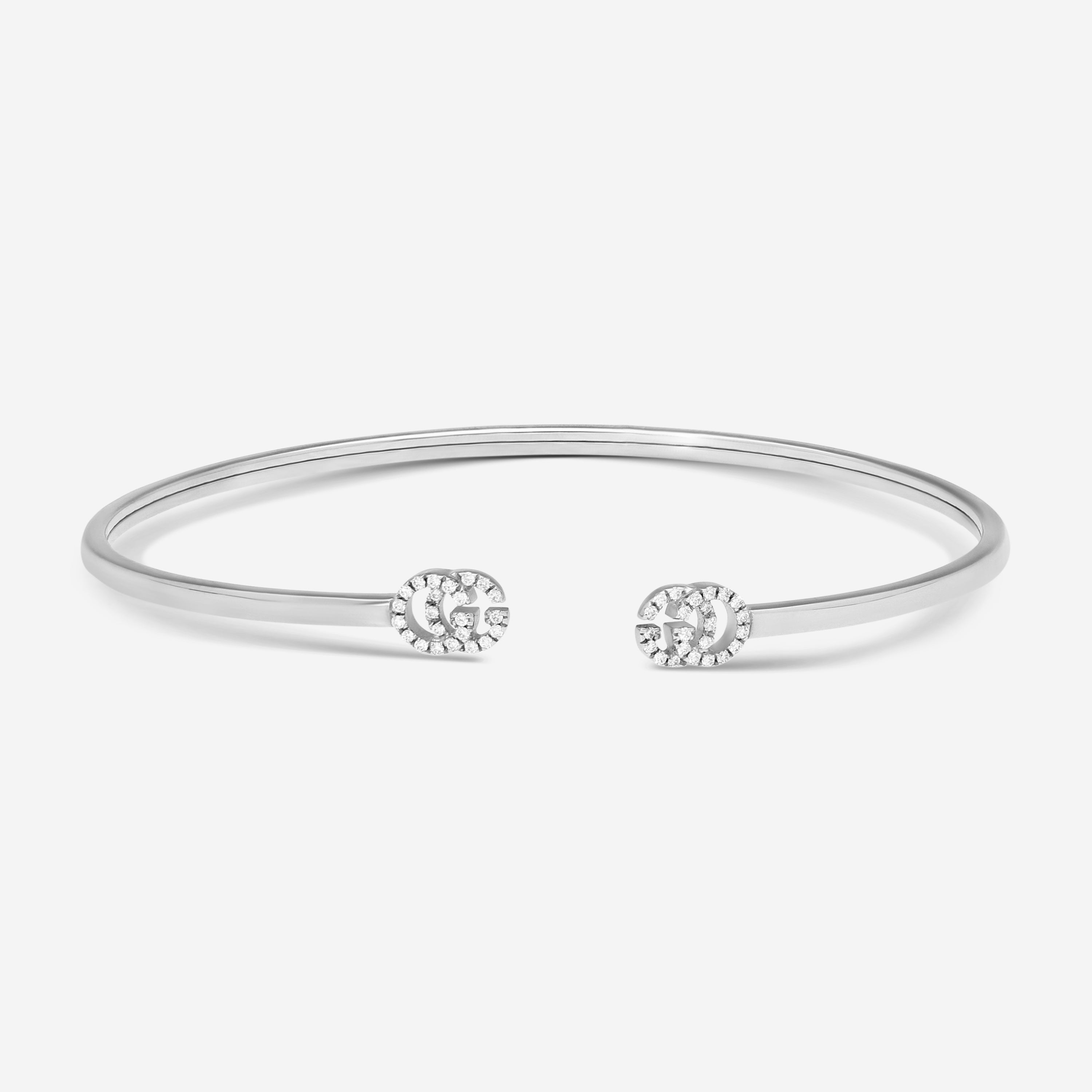 Gucci GG Running 18K White Gold Diamond Cuff Bracelet YBA481662002016
