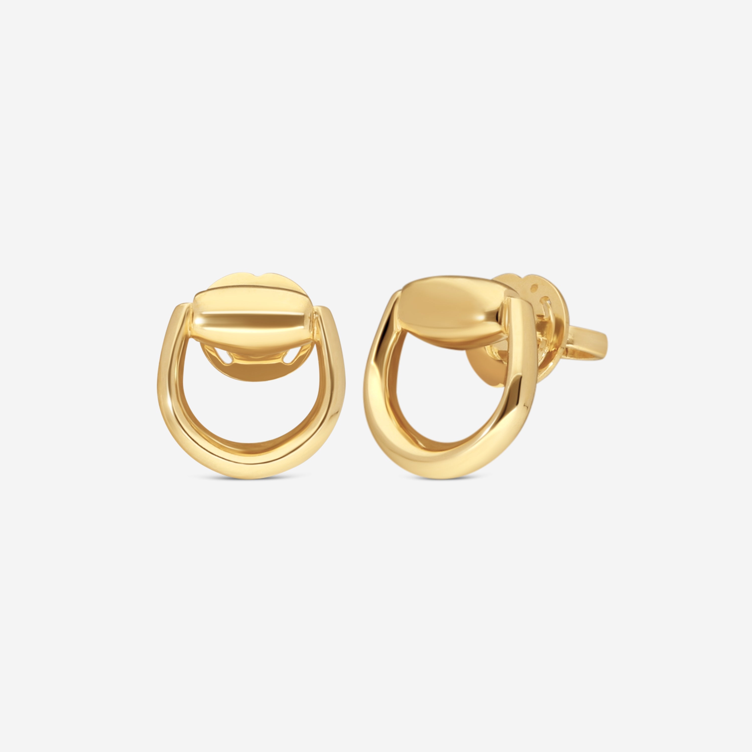 Gucci Horsebit 18K Yellow Gold Stud Earrings YBD80009800100U — view 2