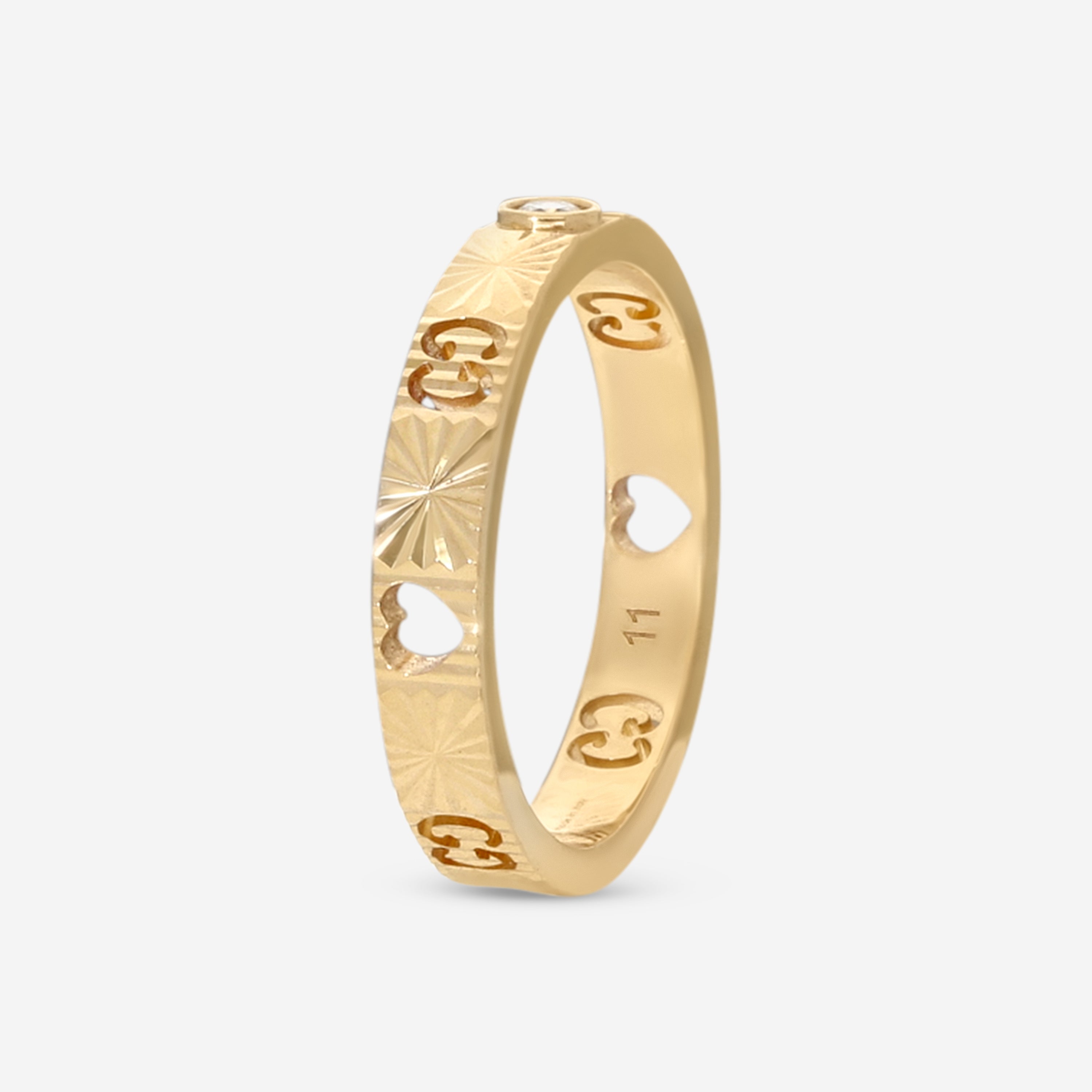 Gucci Icon 18K Yellow Gold Diamond Band Ring YBC727892002011 — view 2
