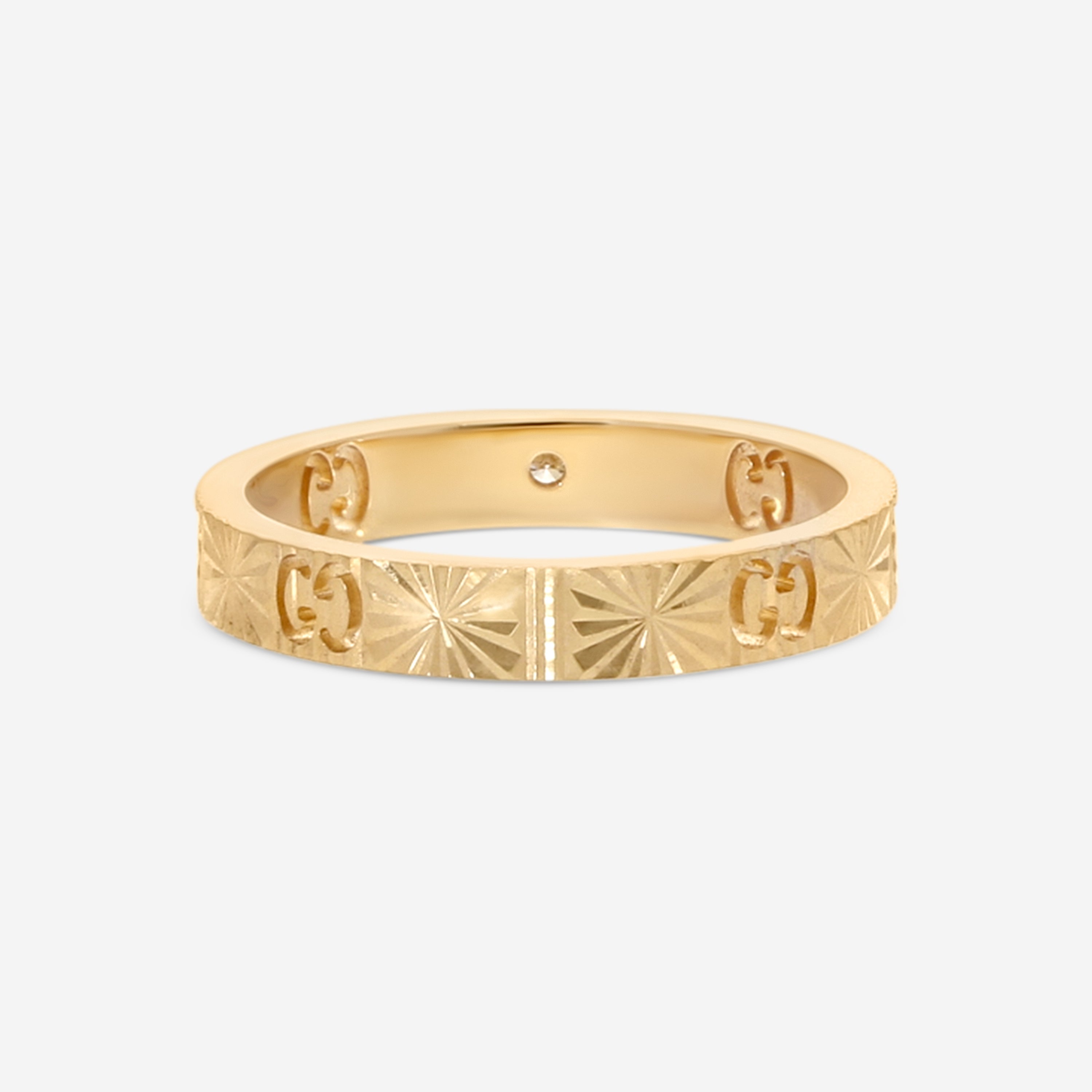 Gucci Icon 18K Yellow Gold Diamond Band Ring YBC727892002011 — view 3