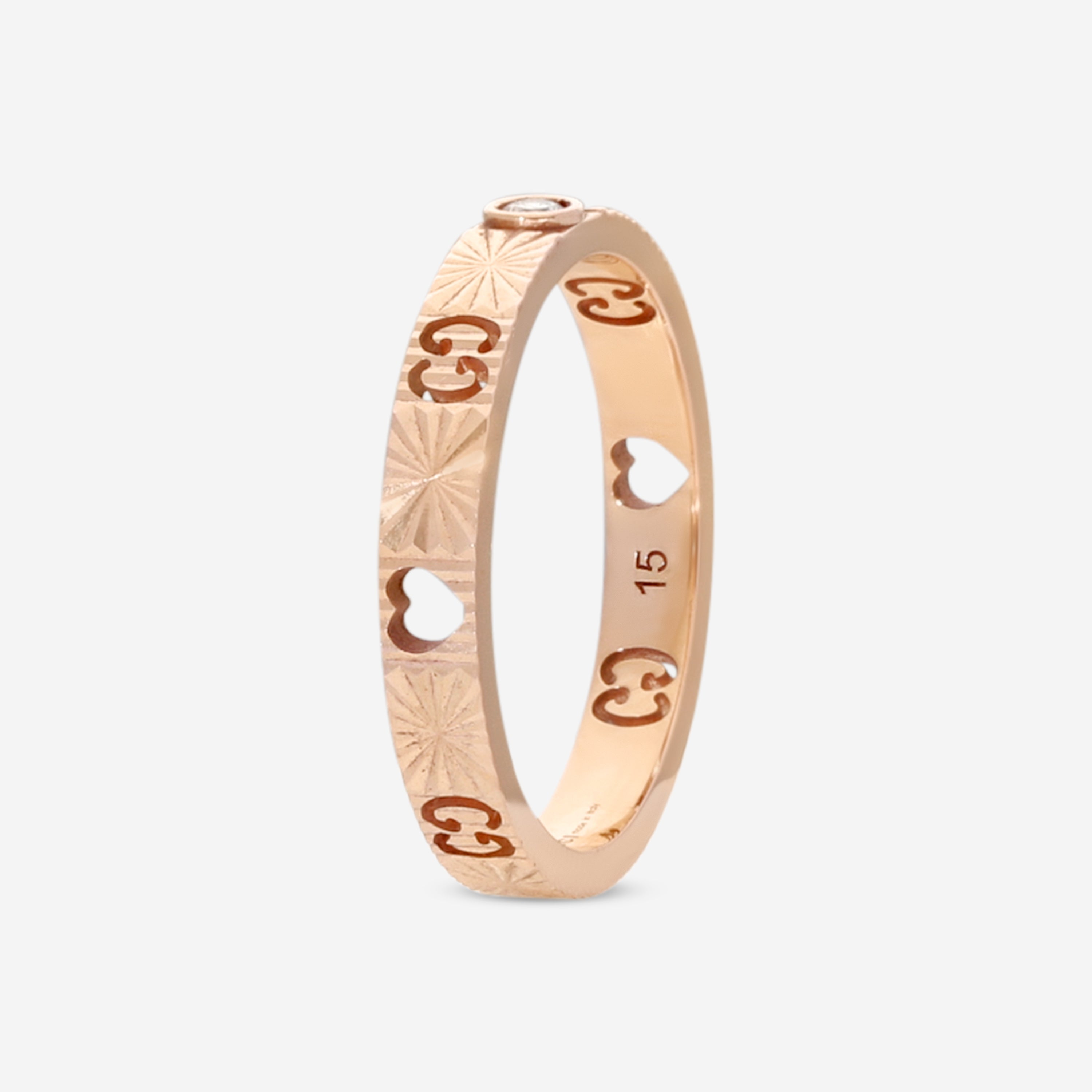 Gucci Icon 18K Rose Gold Diamond Band Ring YBC727892001015 — view 2