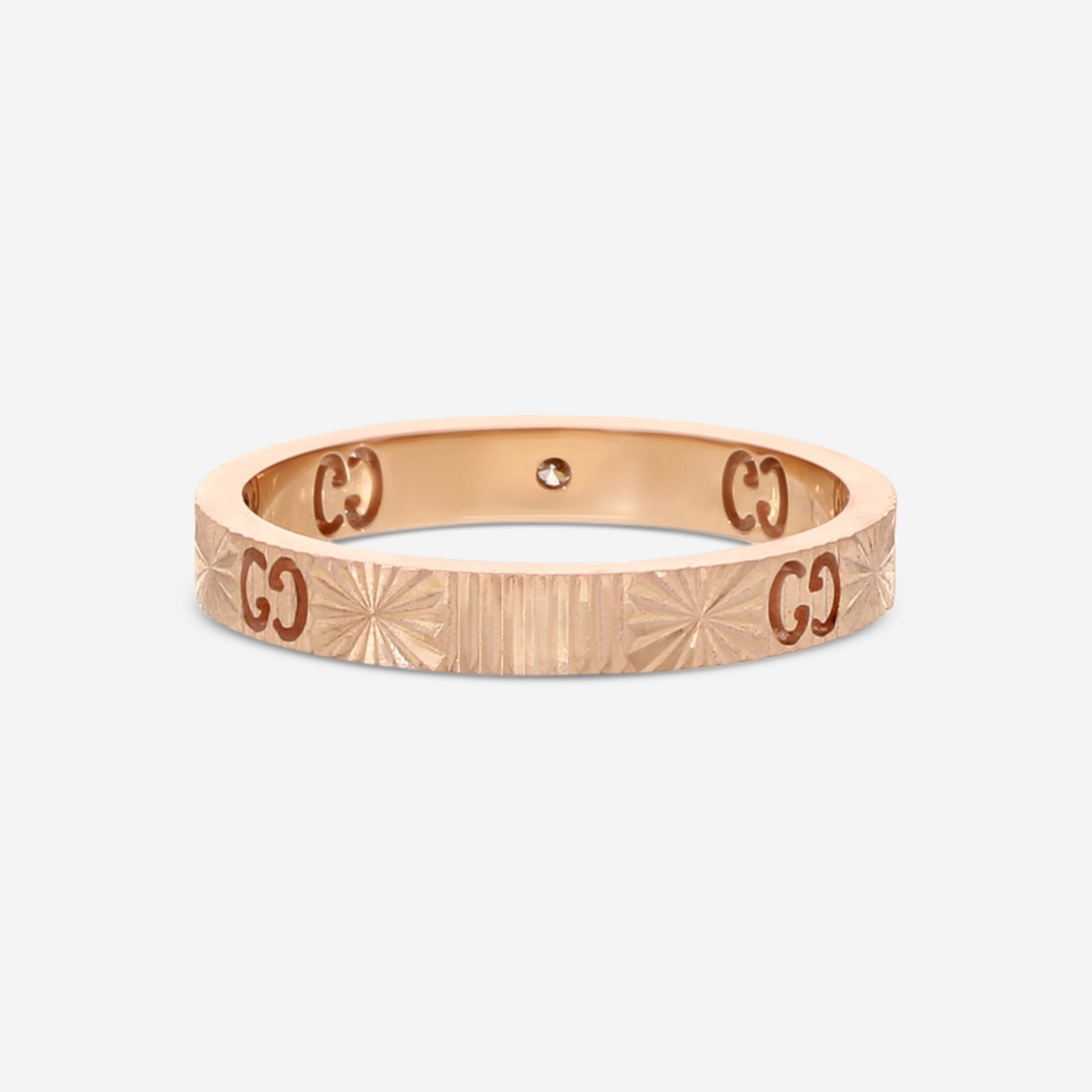 Gucci Icon 18K Rose Gold Diamond Band Ring YBC727892001015 — view 3
