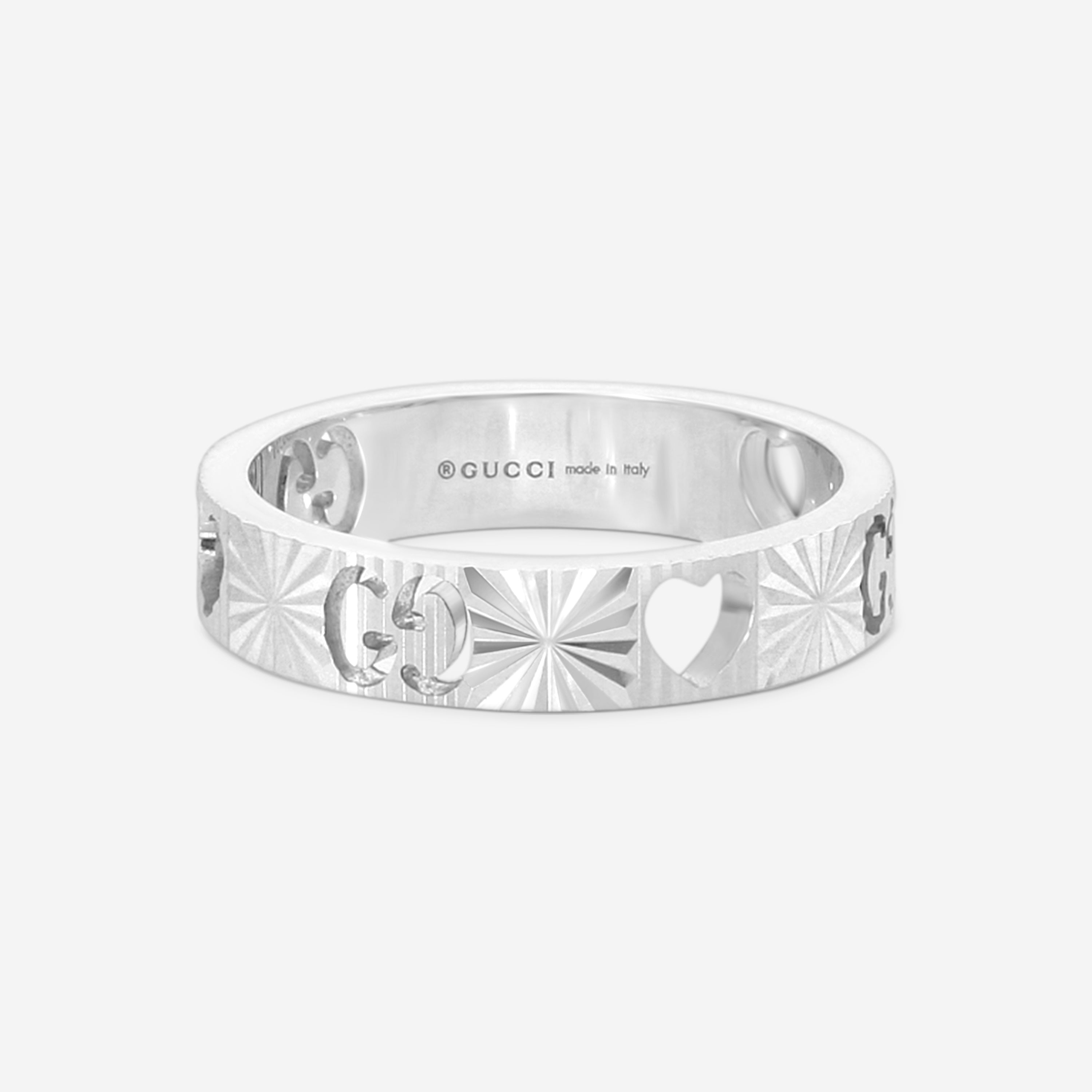 Gucci Icon 18K White Gold Band Ring YBC729458001011