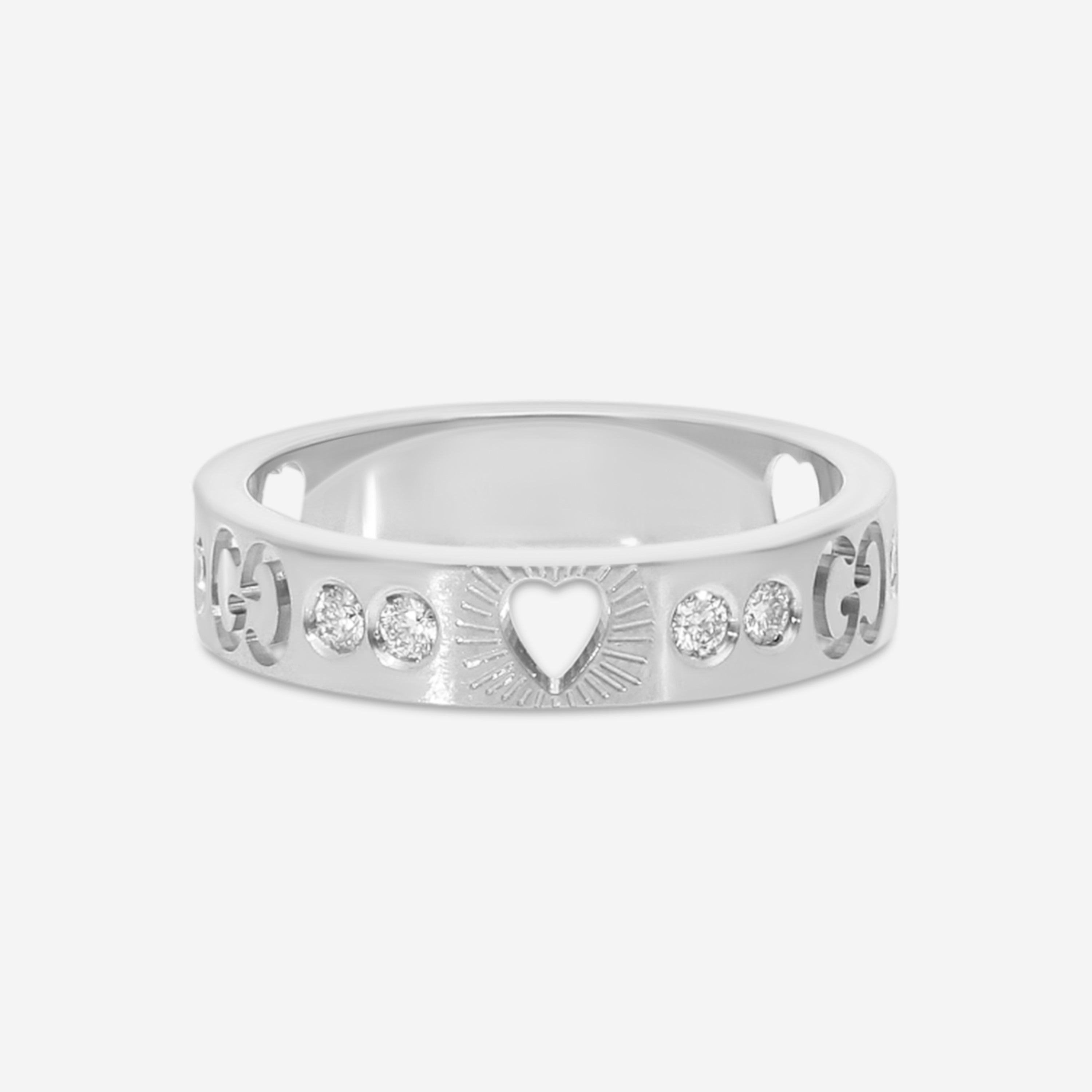 Gucci Icon 18K White Gold Diamond Band Ring YBC662055001010 — view 3