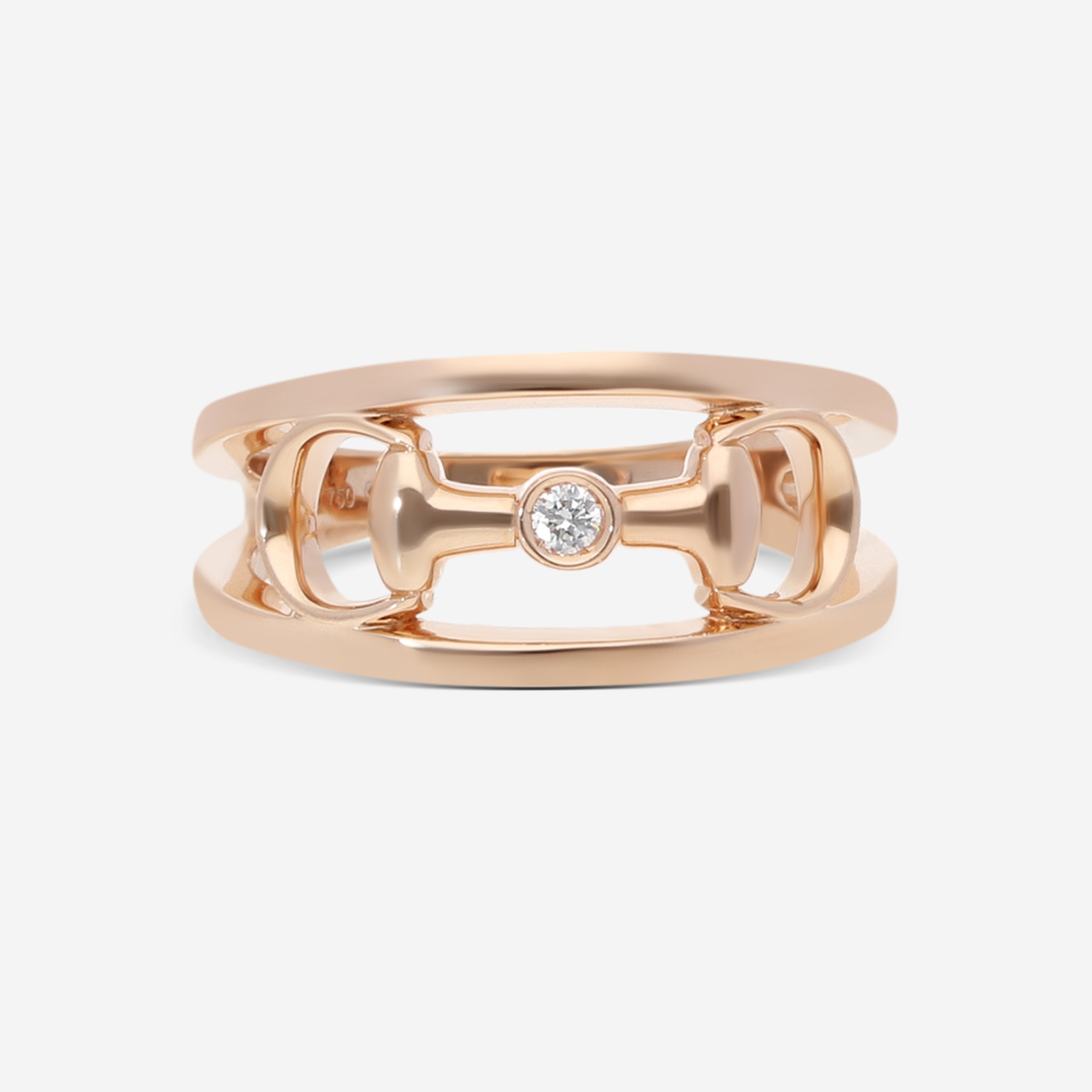 Gucci Horsebit 18K Rose Gold Diamond Ring YBC796191001013
