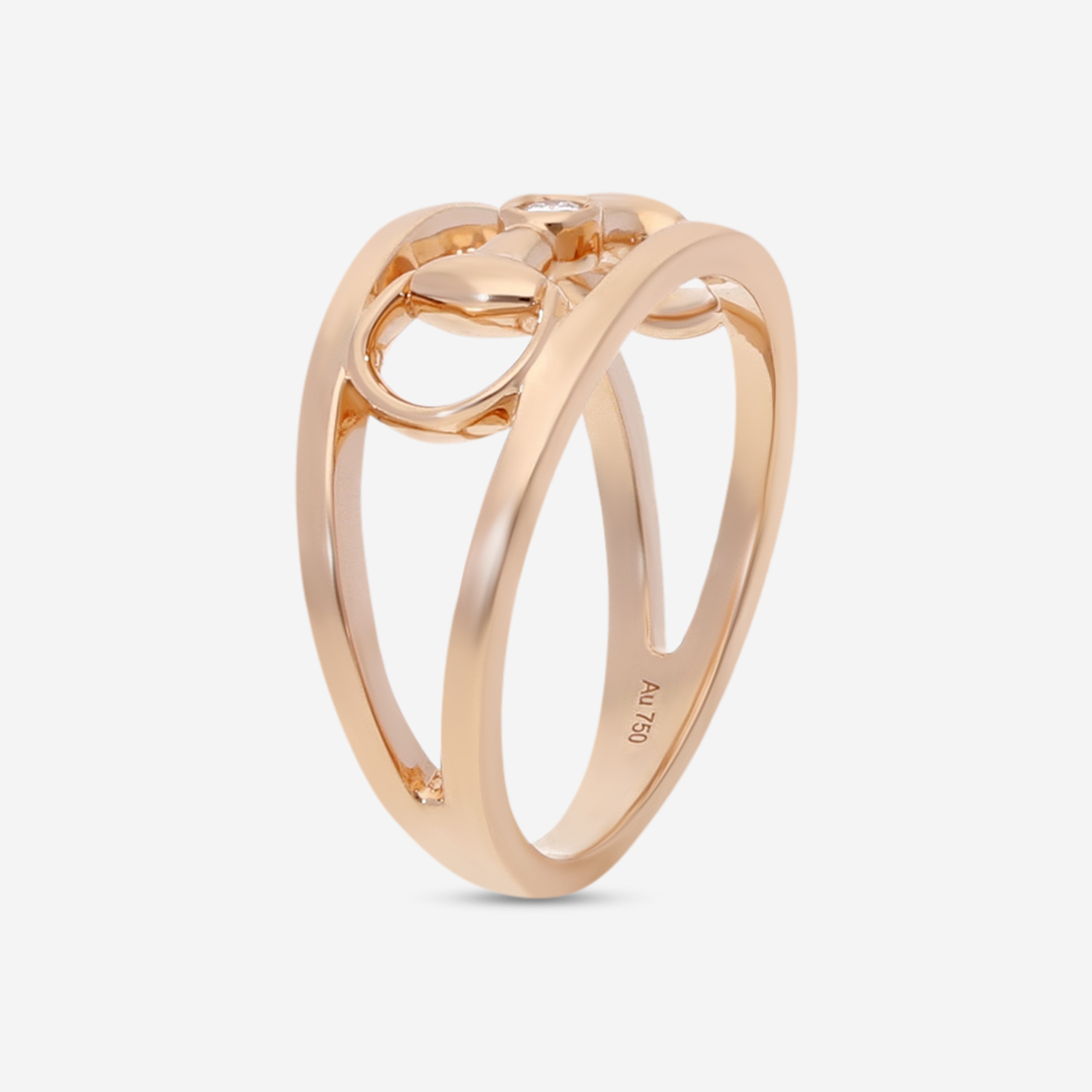 Gucci Horsebit 18K Rose Gold Diamond Ring YBC796191001013 — view 2