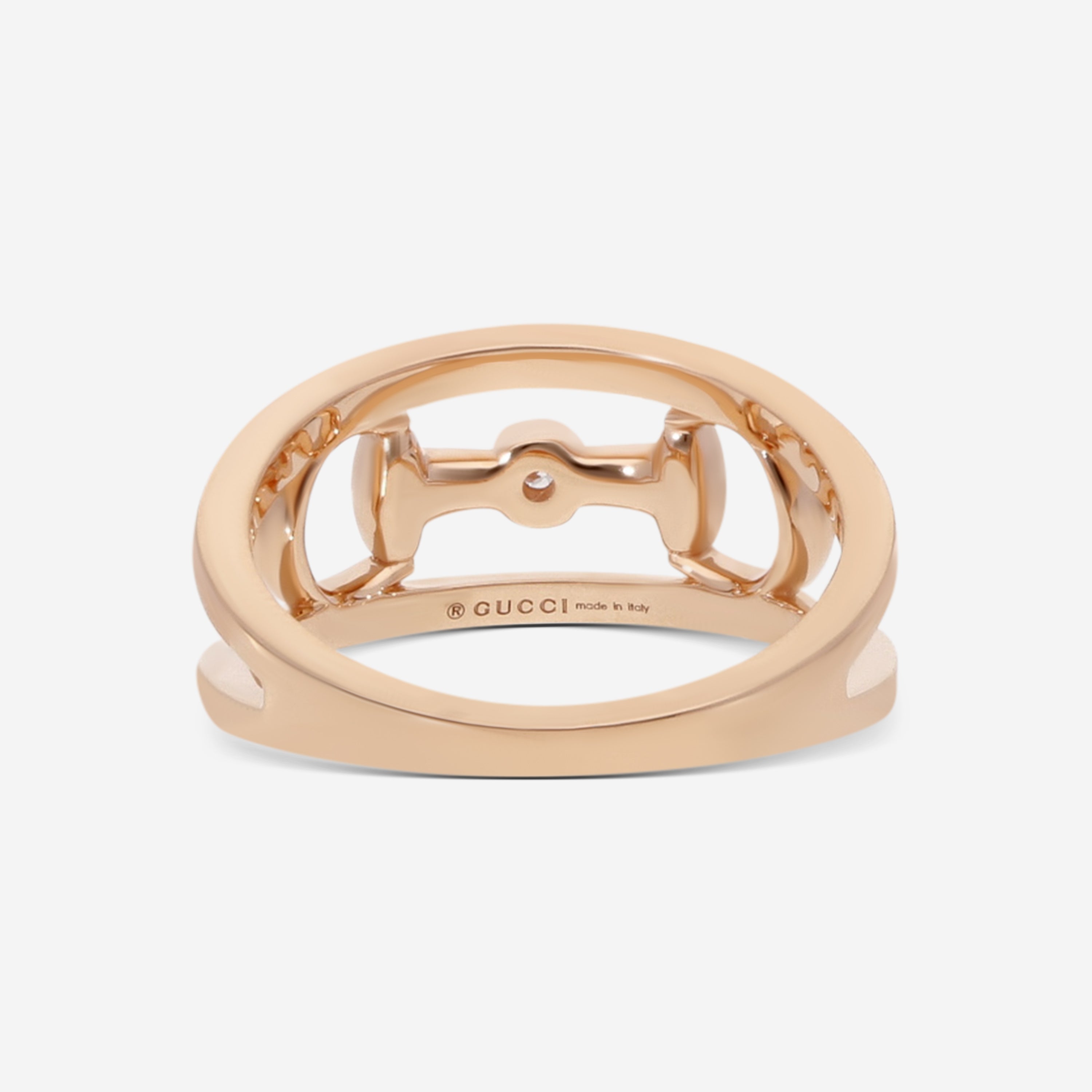 Gucci Horsebit 18K Rose Gold Diamond Ring YBC796191001013 — view 3