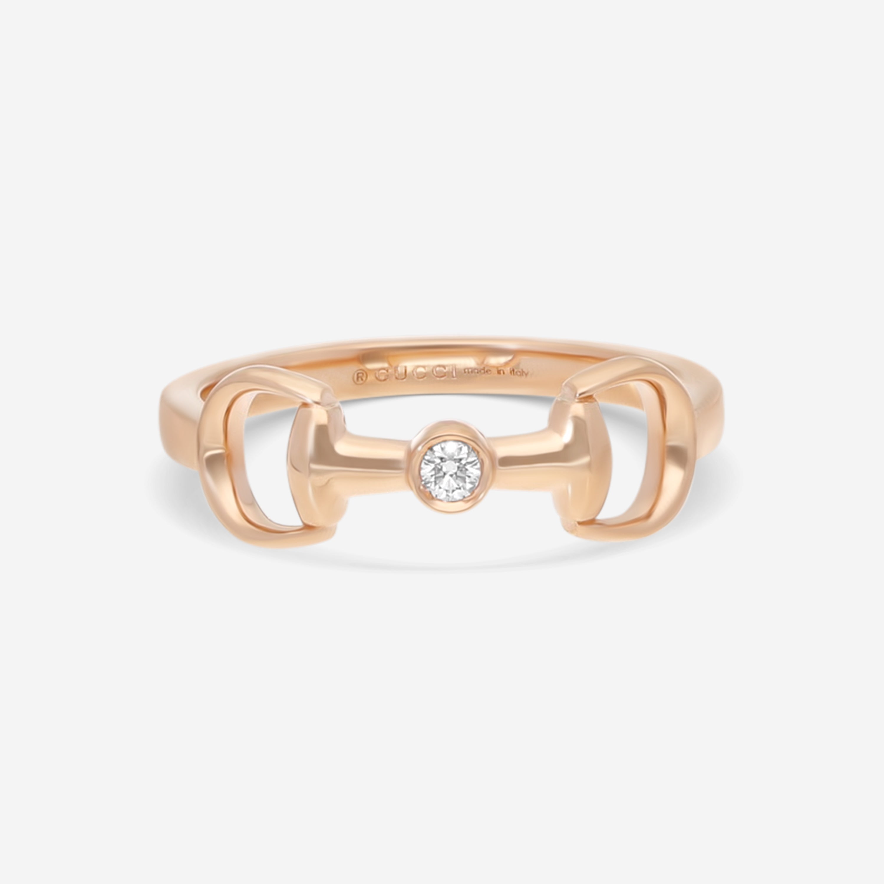 Gucci Horsebit 18K Rose Gold Diamond Ring YBC796168001010