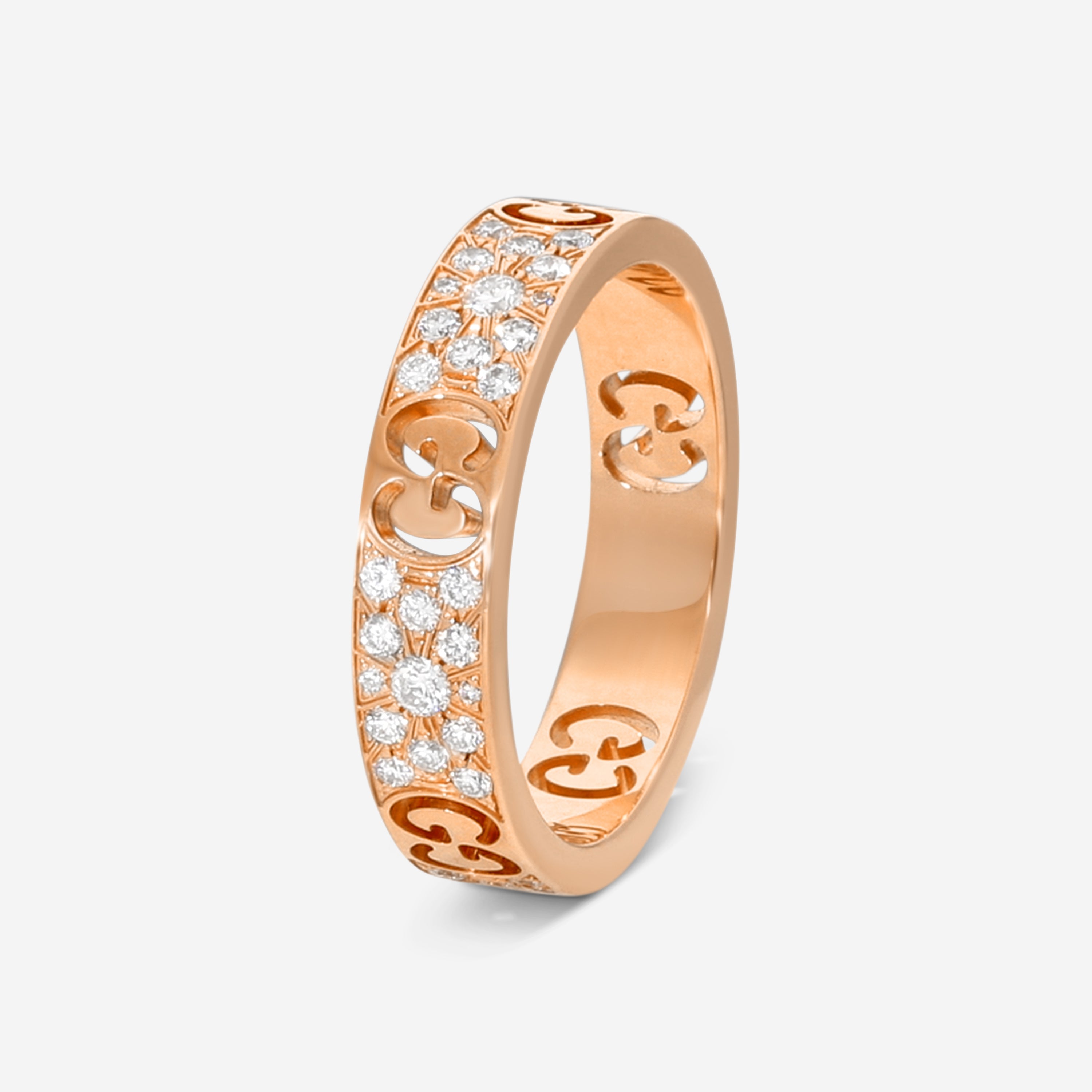 Gucci Icon 18K Rose Gold Diamond Band Ring YBC729415001012 — view 2