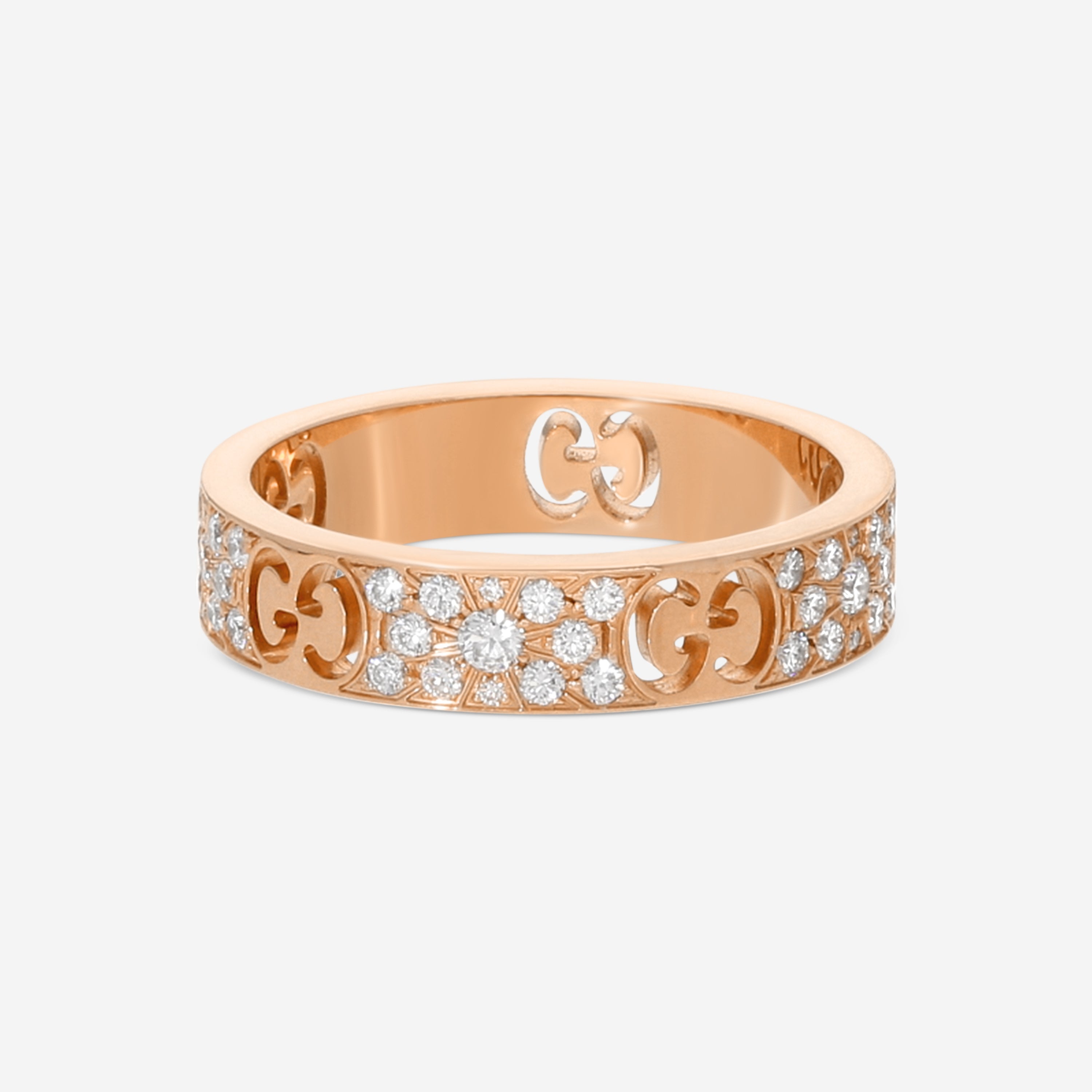 Gucci Icon 18K Rose Gold Diamond Band Ring YBC729415001012 — view 3