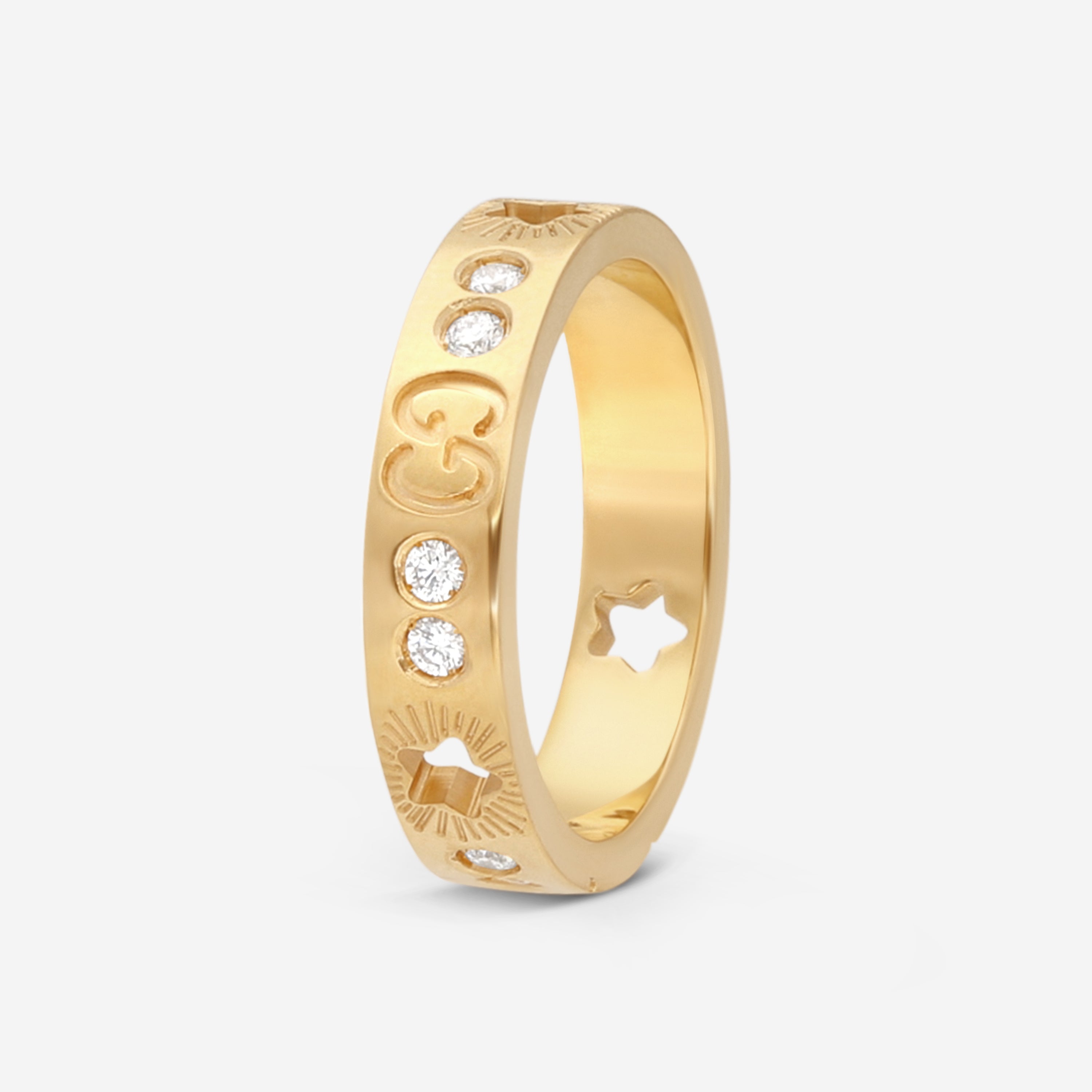 Gucci Icon 18K Yellow Gold Diamond Band Ring YBC662057001010 — view 2